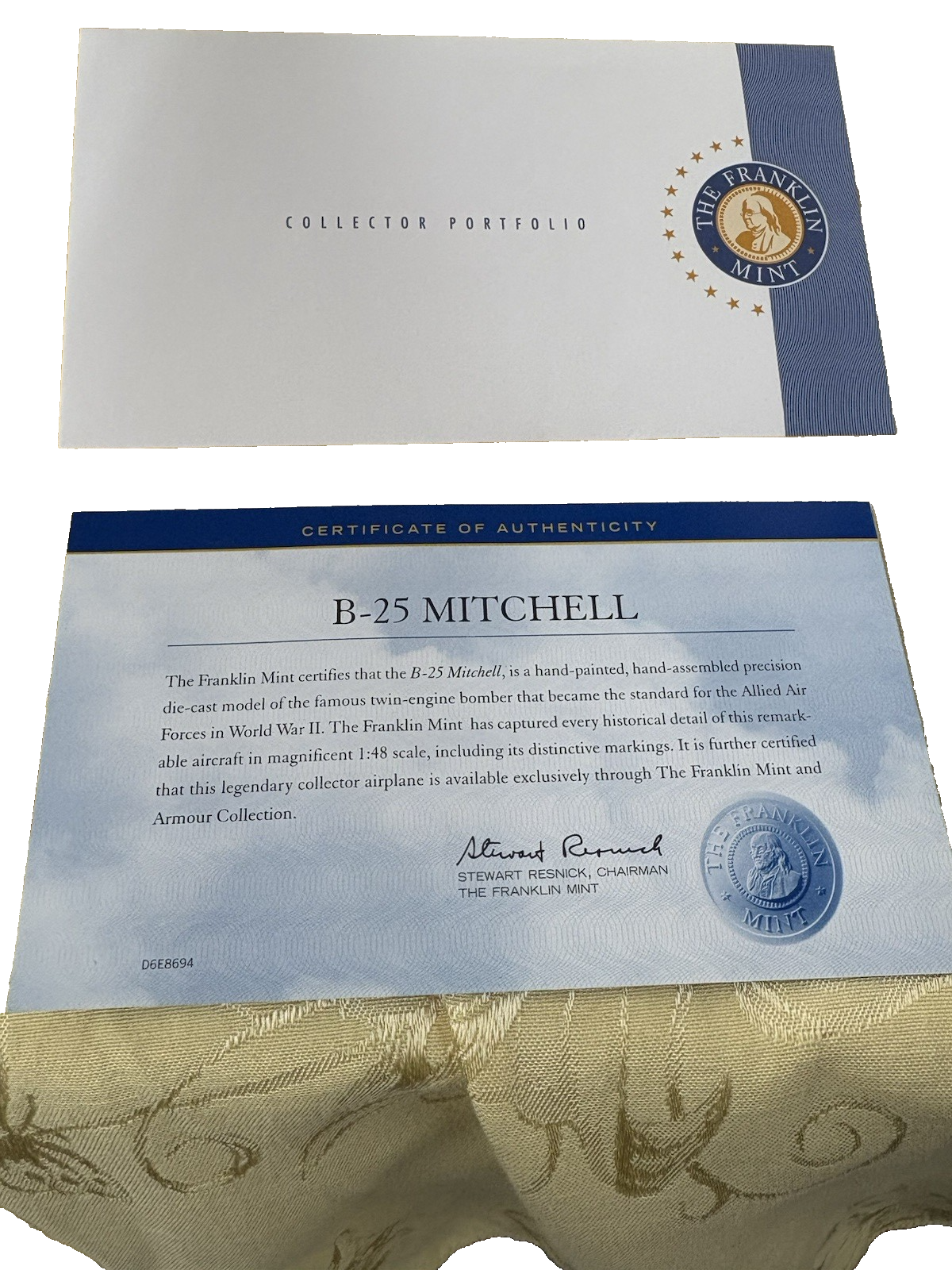 ES 225 Franklin Mint B11B316    B 25 Mitchell USAF WWII Aces MIB  Airplane