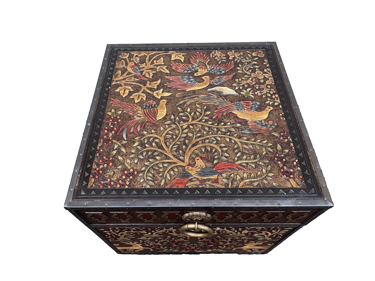 67174 Fancy Storage Trunk Cabinet with Bird Design
