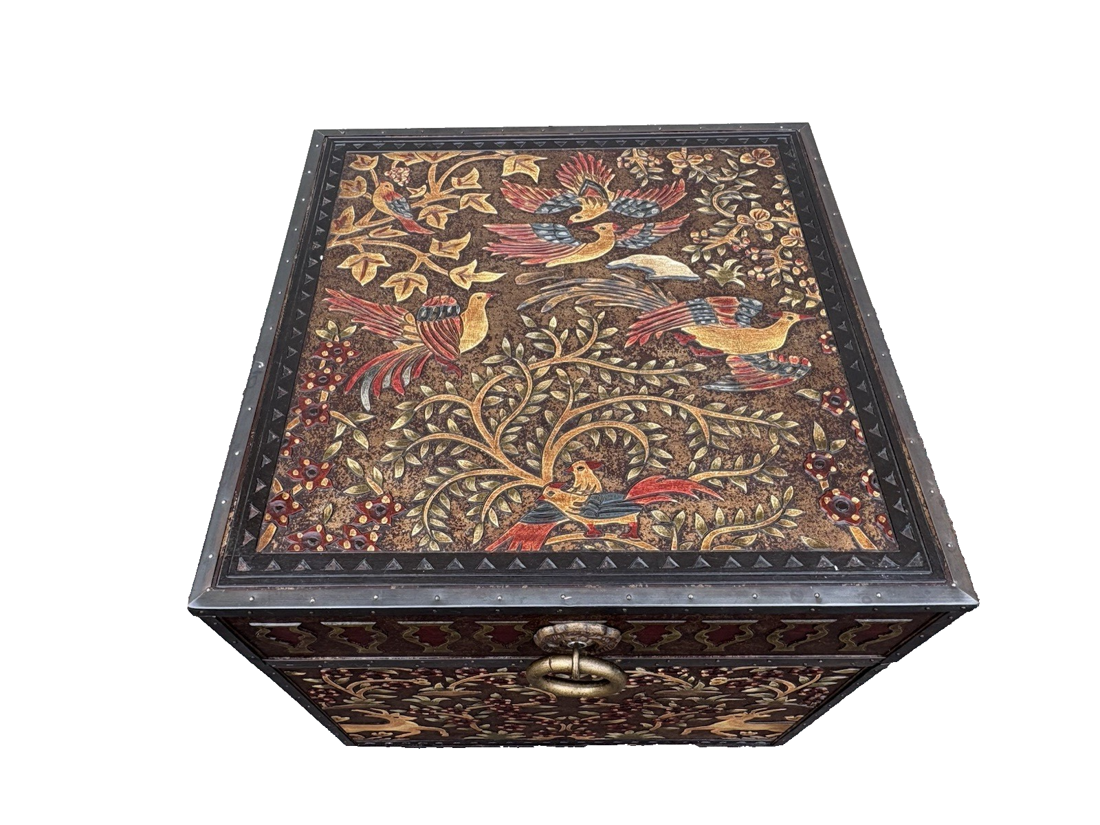 67174 Fancy Storage Trunk Cabinet with Bird Design