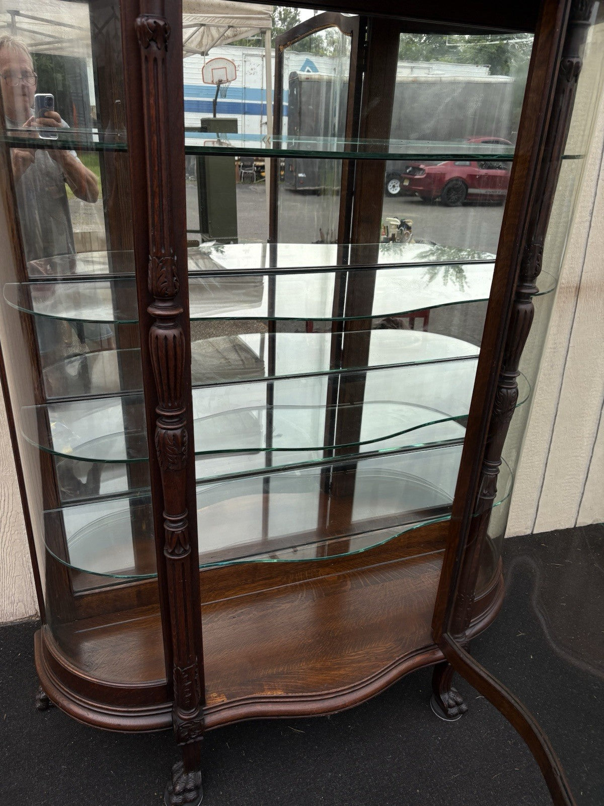 66105  Quality Antique Victorian Oak Curio China Cabinet