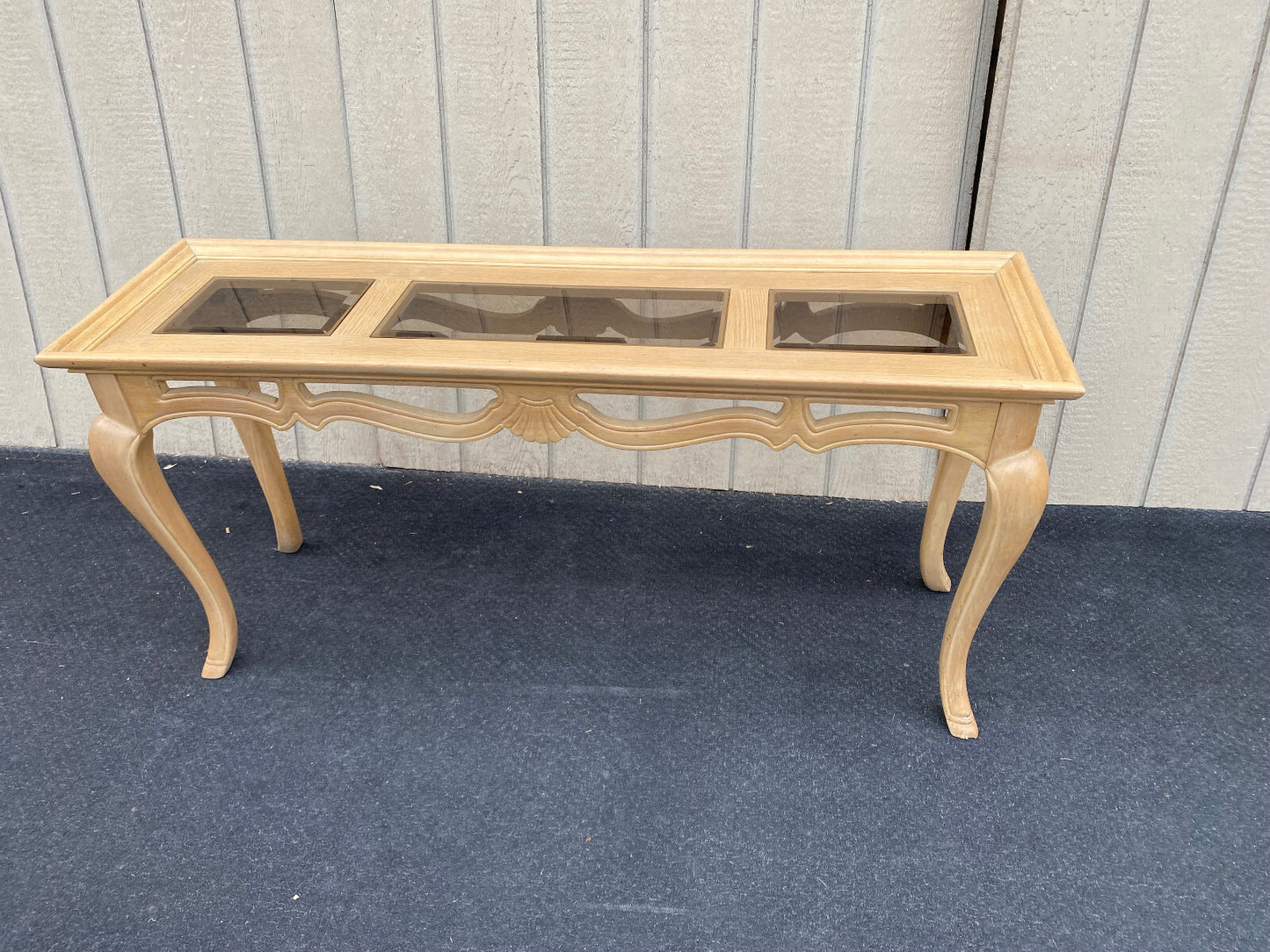 64557   Romantic Shabby Console Hall Table Stand Glass Inserts