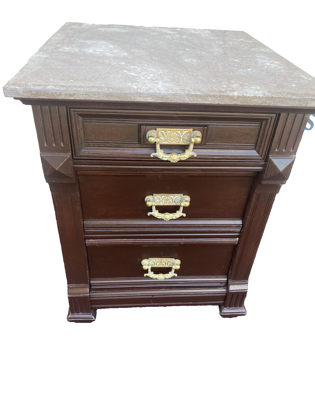 64722 Antique Victorian Marble Top Nightstand End Table Stand