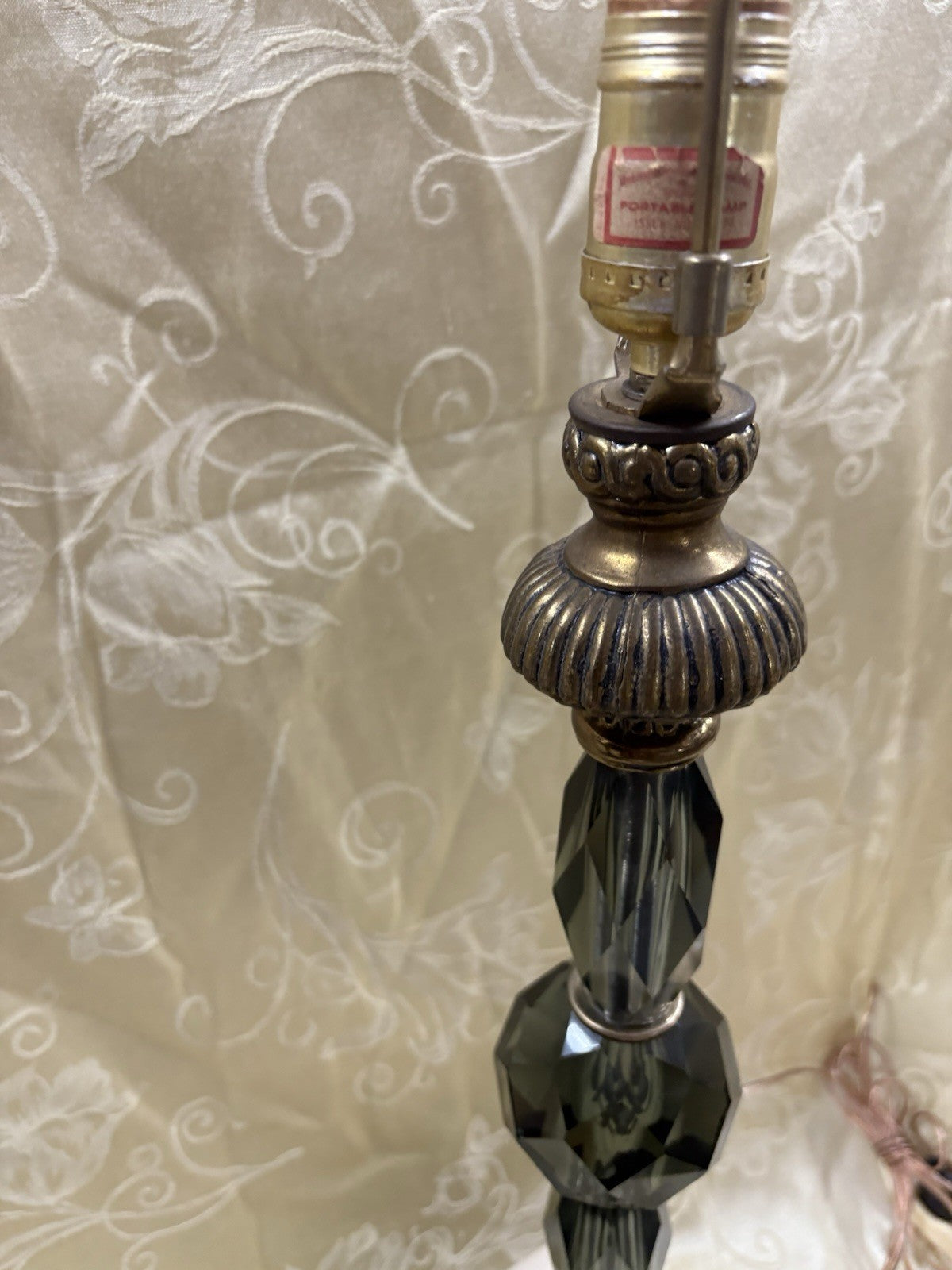 61657  Vintage Mid Century Modern Glass and Metal Table Lamp