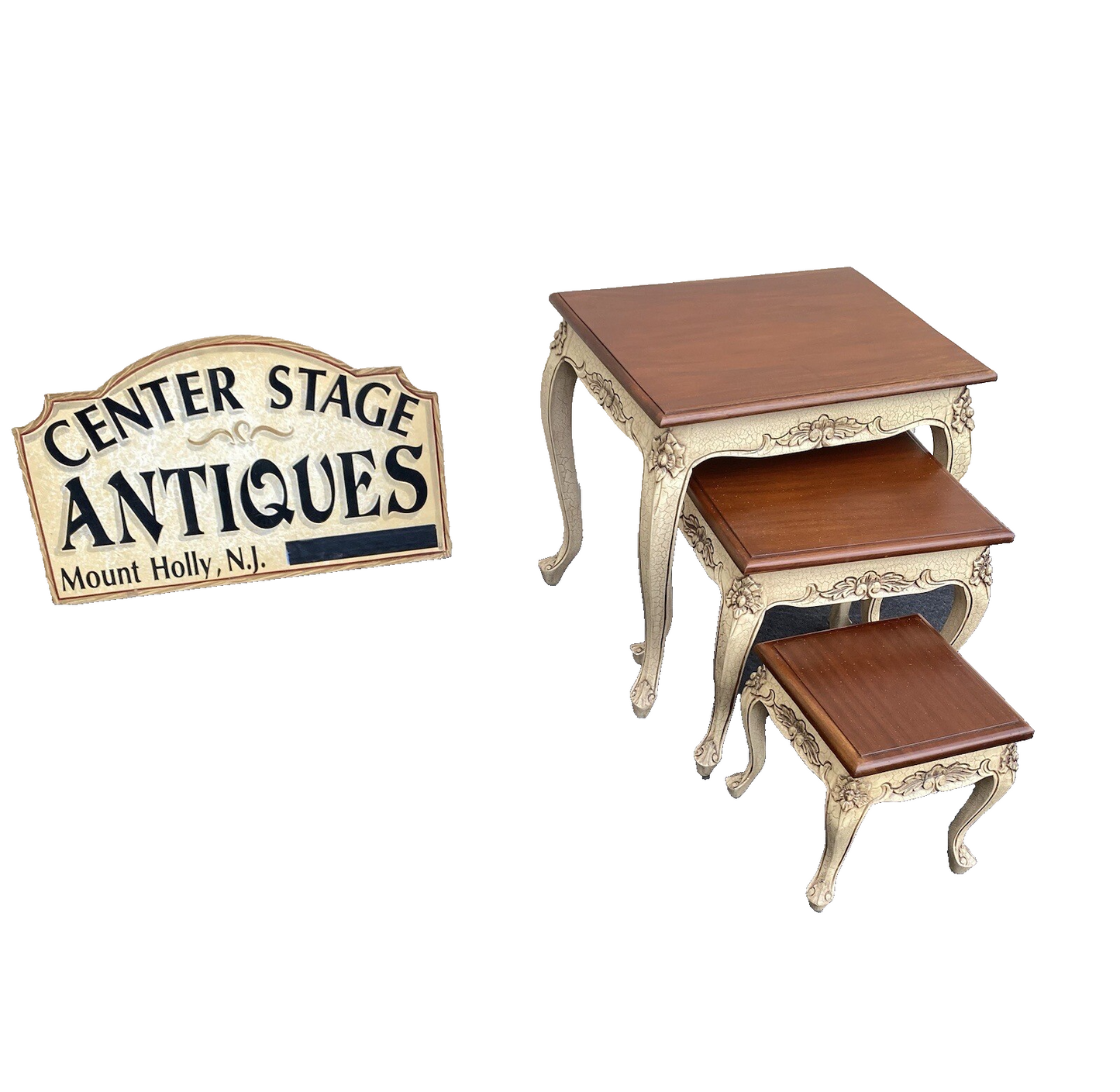 64673 Set Of 3 French Country Nesting Stacking Tables