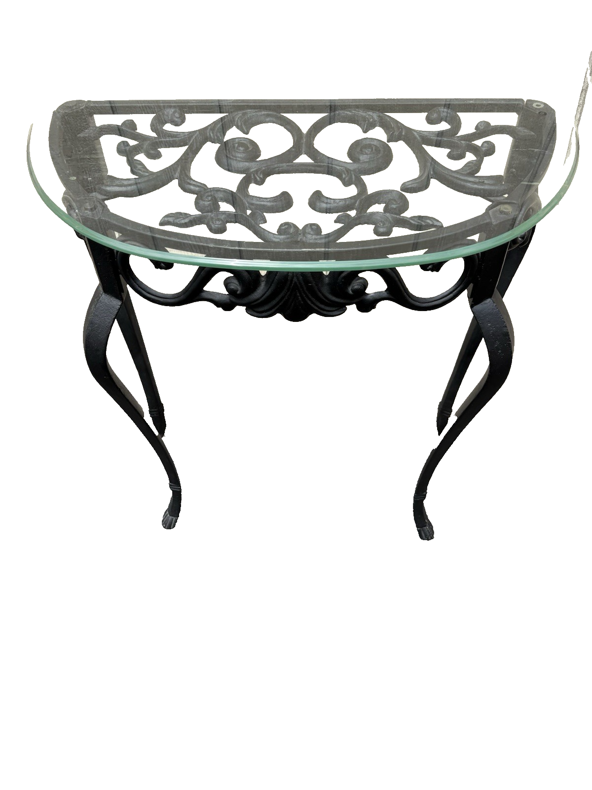 66790 Glass Top Iron Console Hall Table Stand