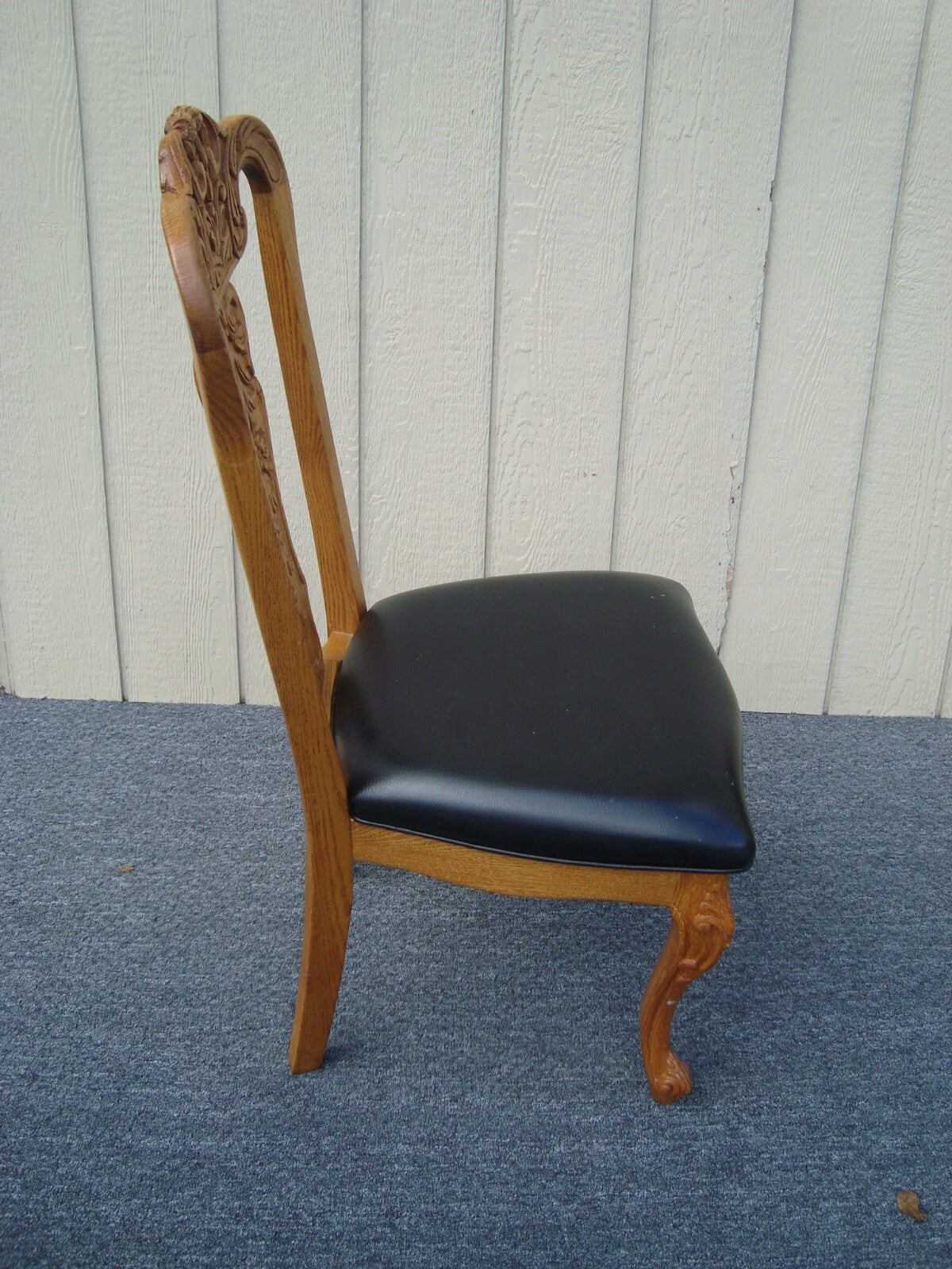 61327  Pair Solid Hand Carved Oak Dining Accent Chairs MONA LISA FURNITURE ??