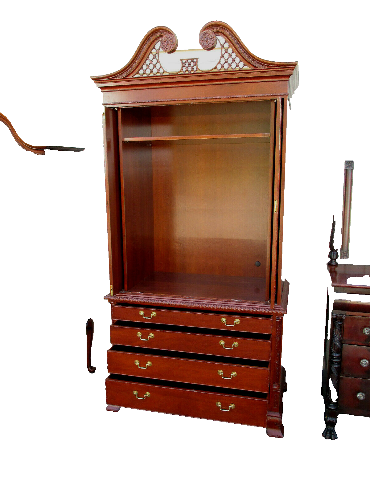 63124 Solid Mahogany Linen Cabinet High Chest Cabinet Wardrobe Chifferobe 