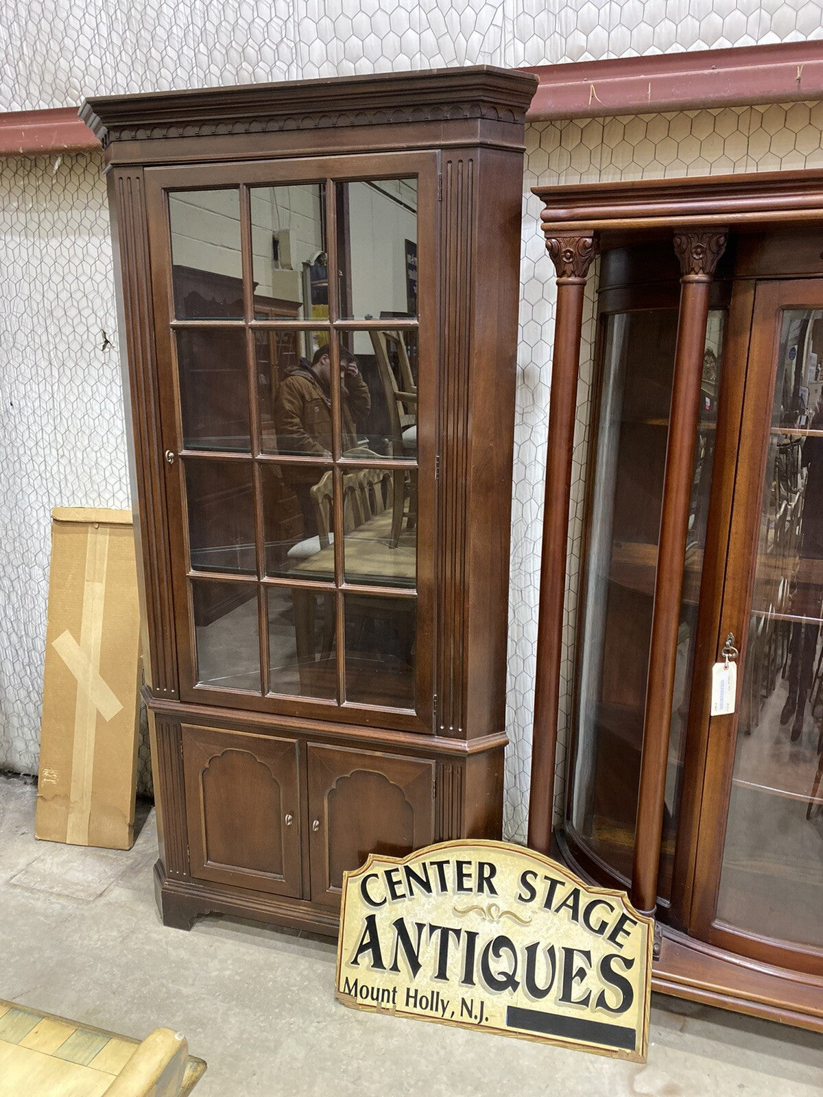 65051 Custom Hand Made Mahogany Corner China Cabinet Curio