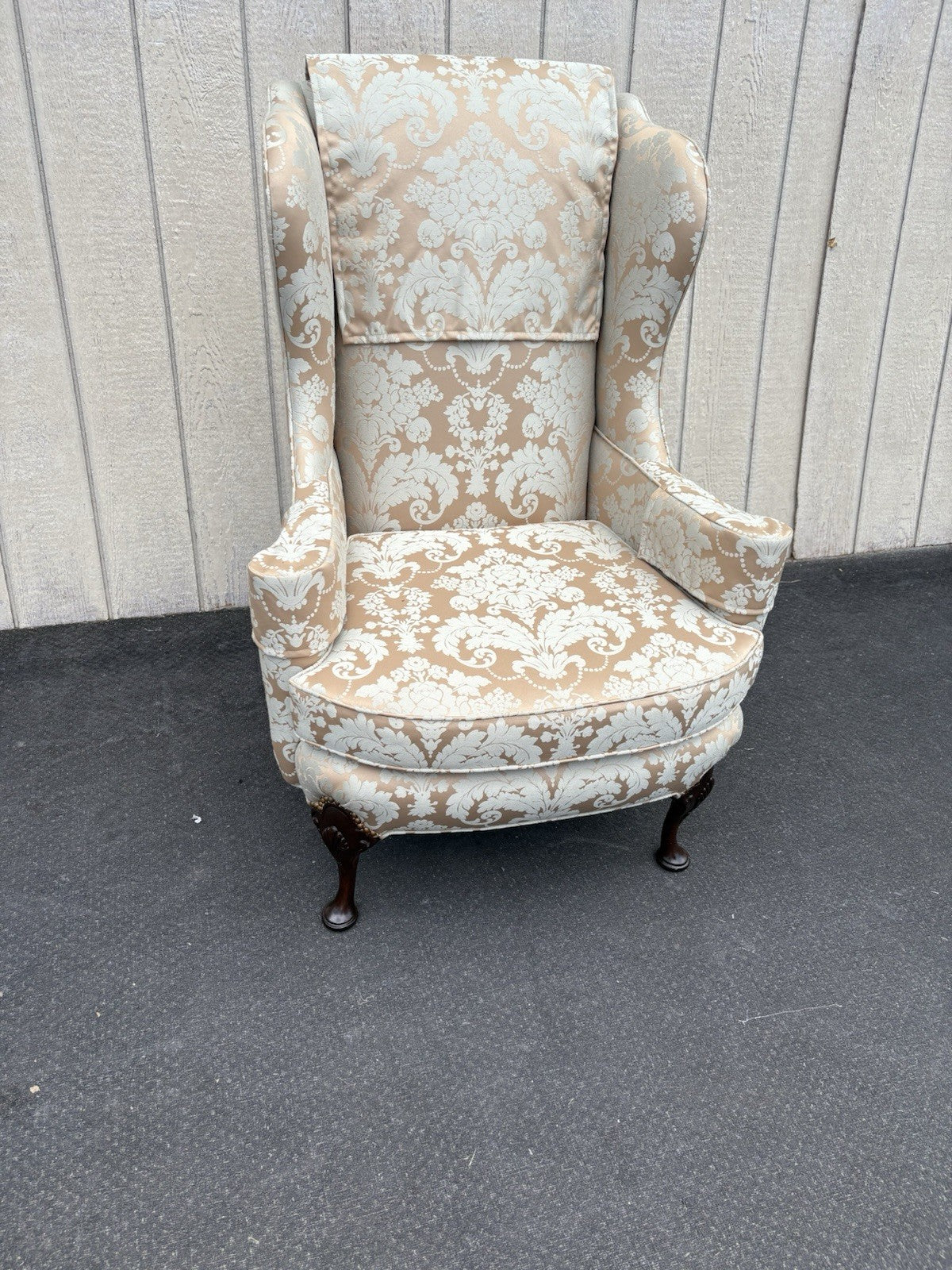 66866   Quality Queen Anne Wing Chair with Arm Covers