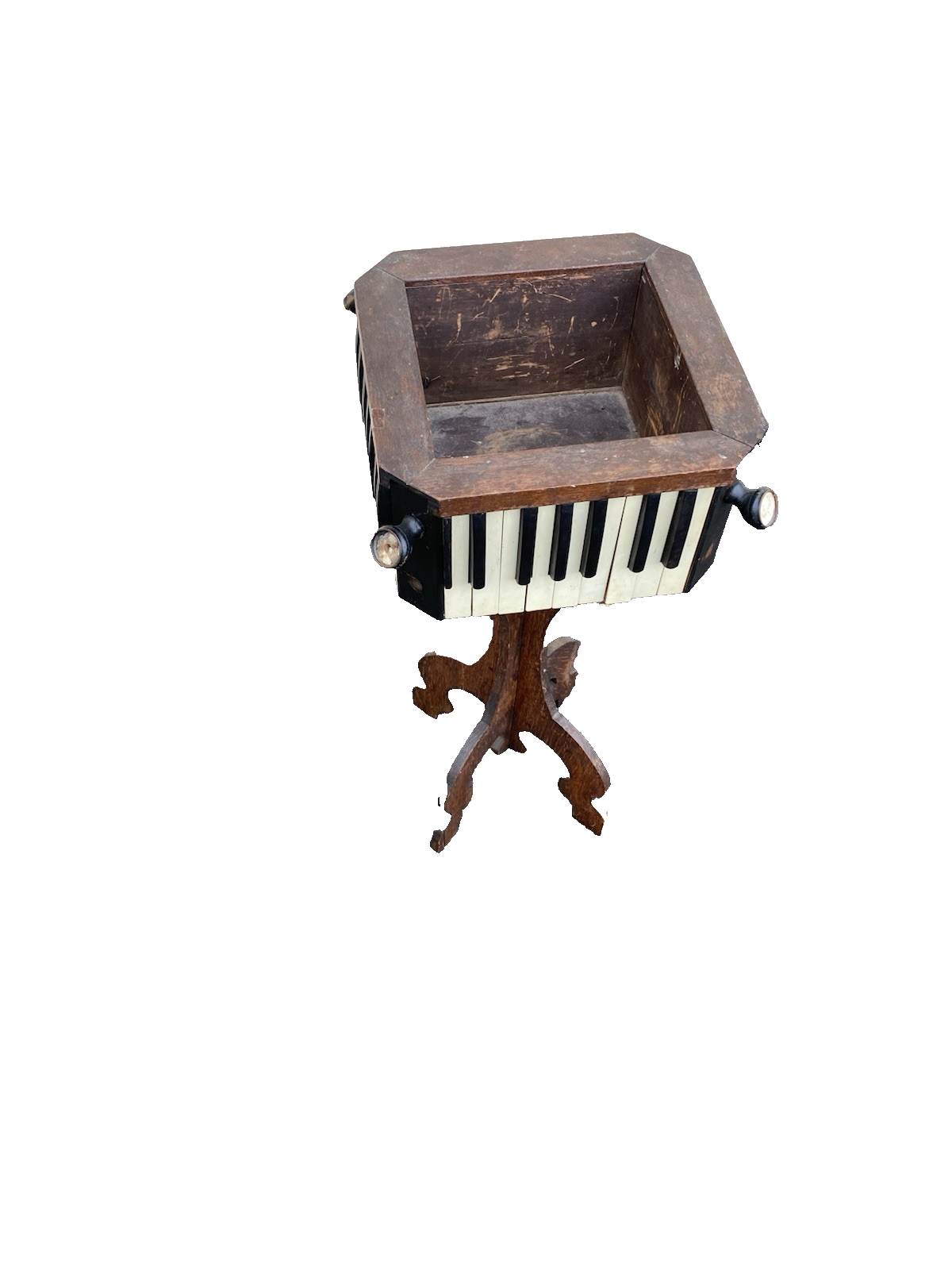 66597  Antique Folk Art Planter with Piano Key Design