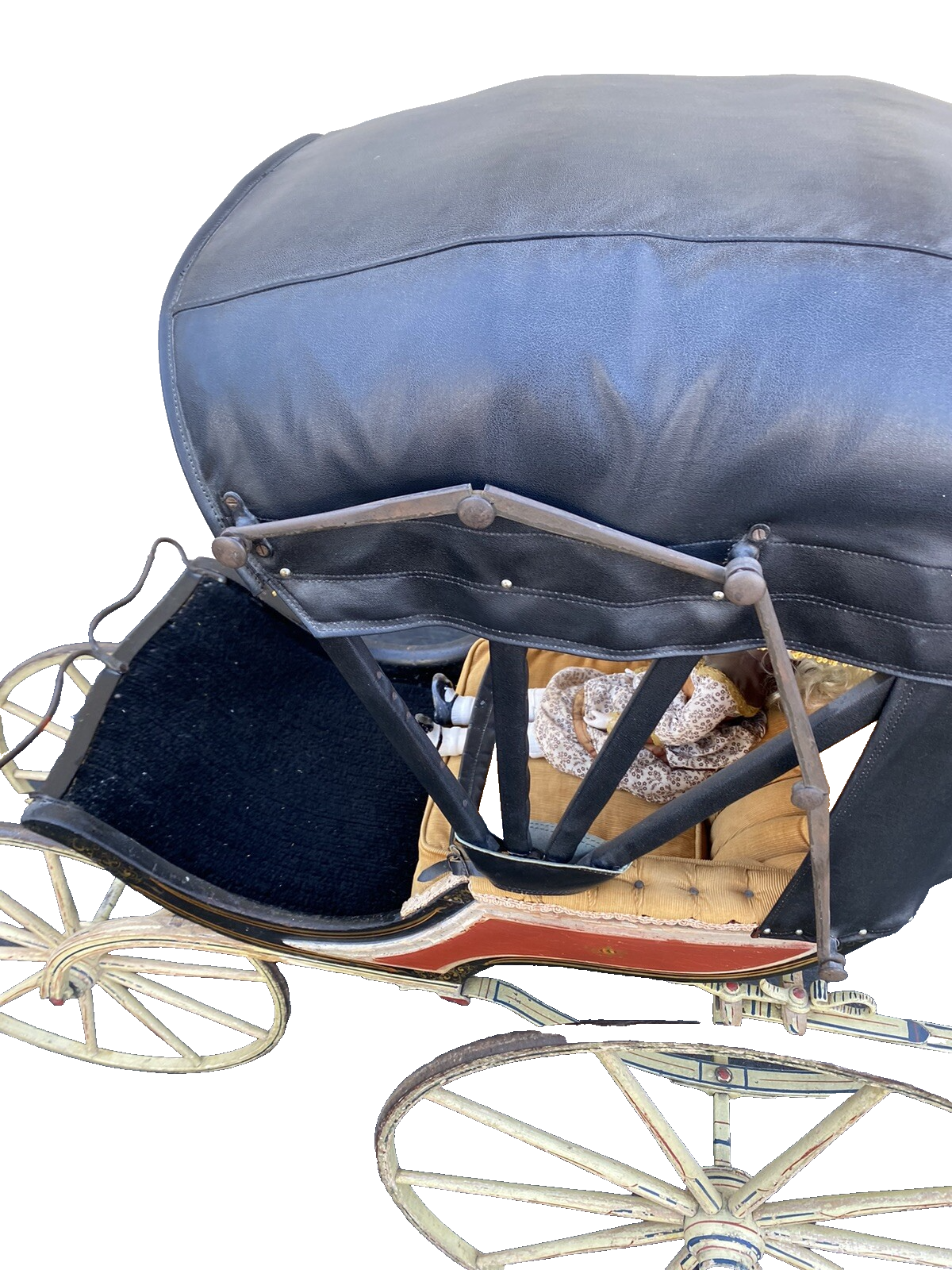 65400   RARE Antique AMISH Baby Buggy Stroller Has Hand Painted Stenciled Design