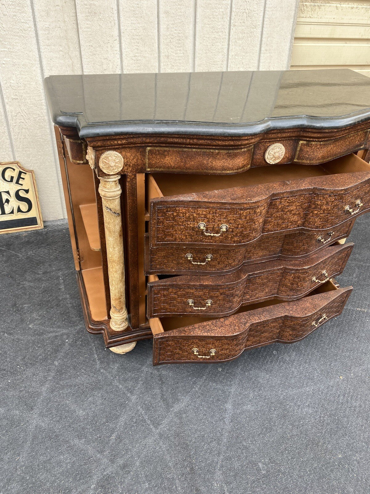 64591 Marble Top Server Chest Sides Open