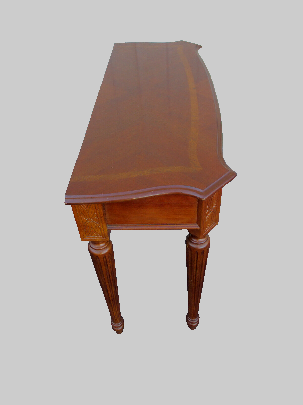 63917   Banded Mahogany Console Hall Table Stand