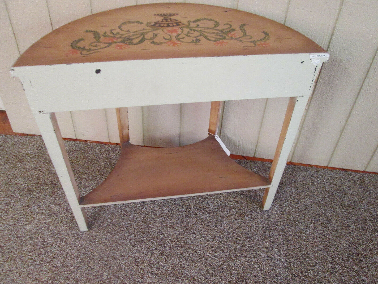 49361 DECORATOR Custom Made HAND PAINTED WOOD HALF ROUND CONSOLE TABLE
