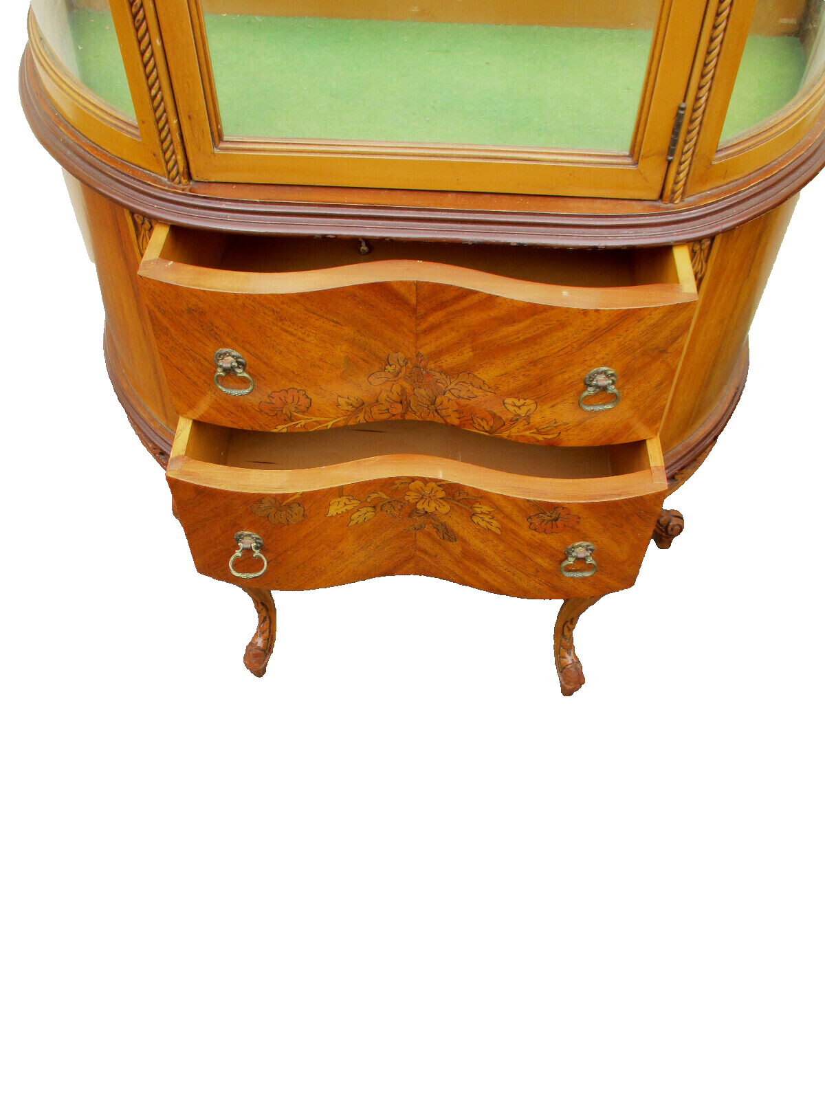 63337 Inlaid Bow Glass Curio China Cabinet