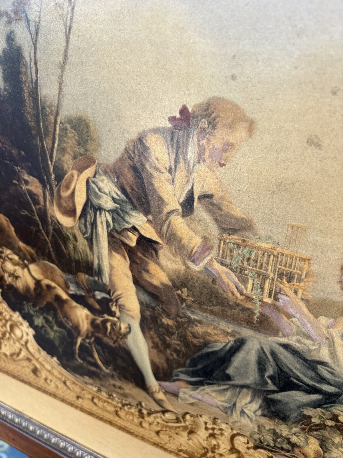 66642   Large Decorator Mirror in Wood Frame   La Cage