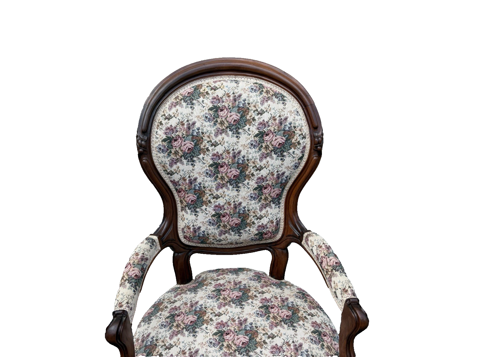 00001 Antique Victorian Walnut Armchair Chair