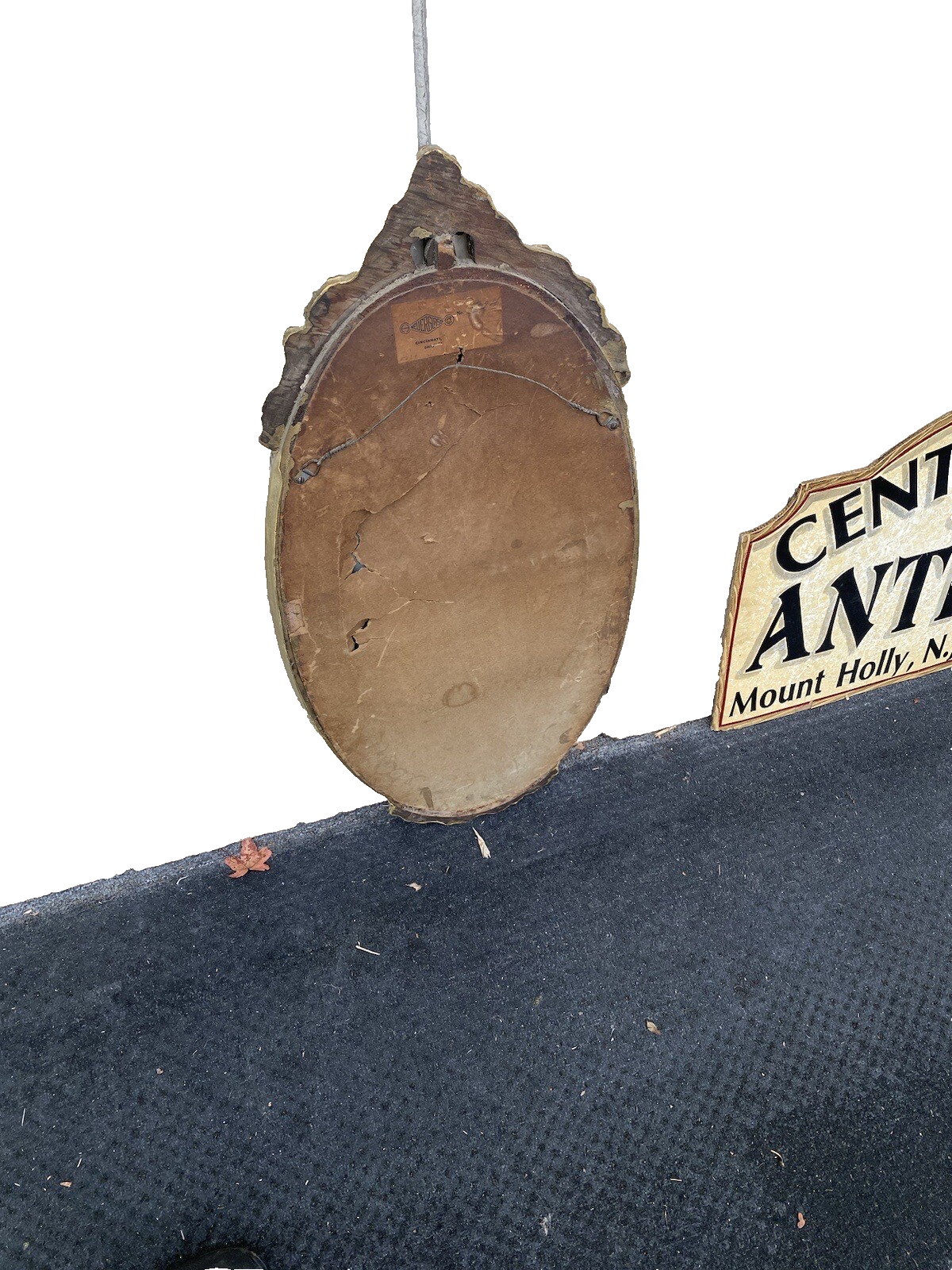 64975  Etched Glass Wood and Gesso Mirror