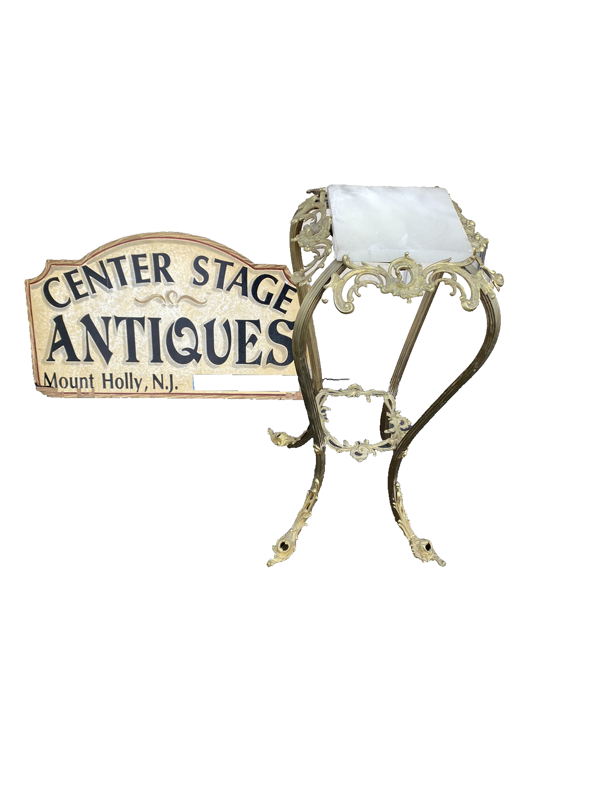 66370 Fancy Victorian Brass and Onyx Stand.