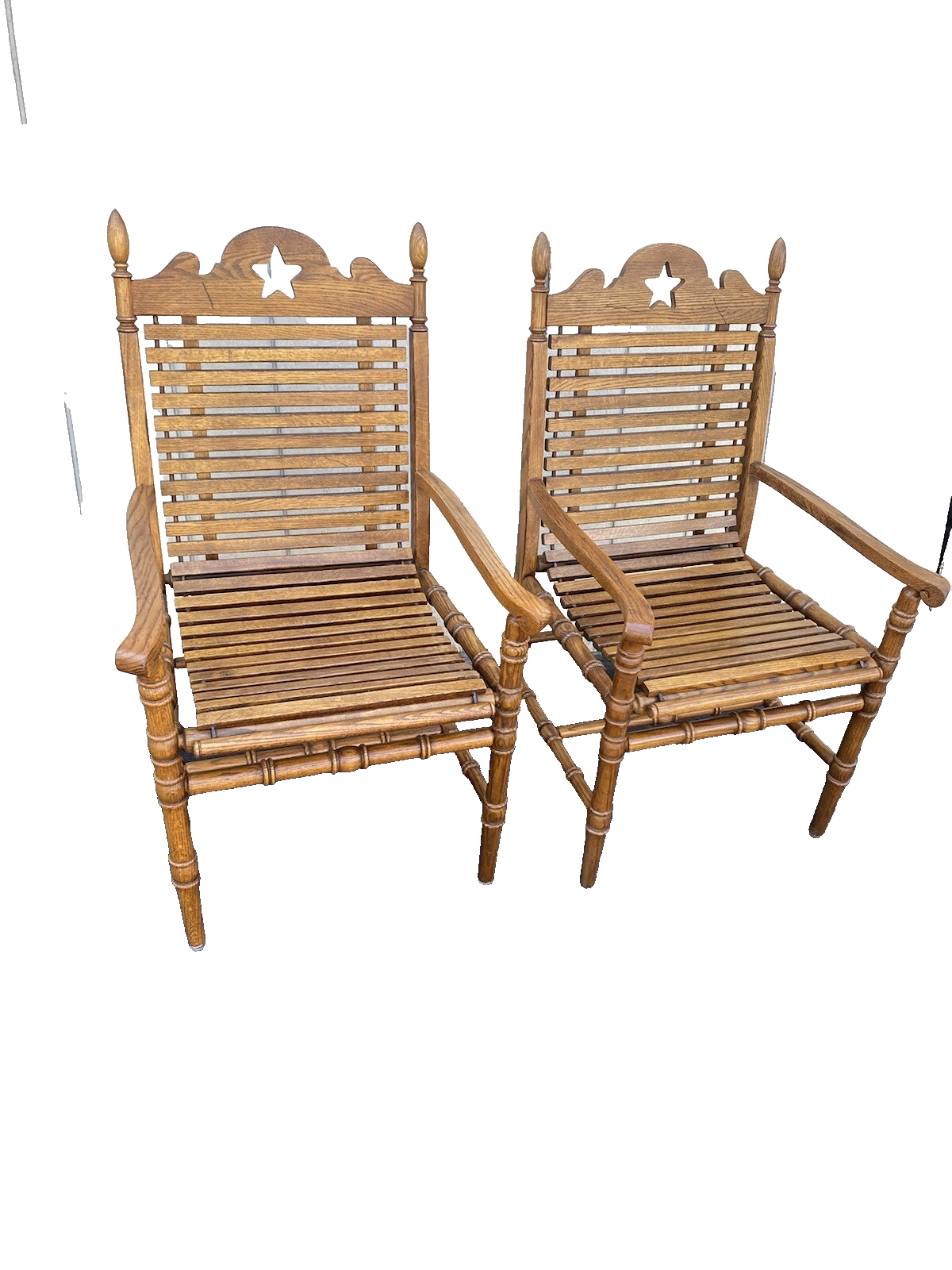 65524 Pair Oak Slate seat Chairs Chair s Armchairs