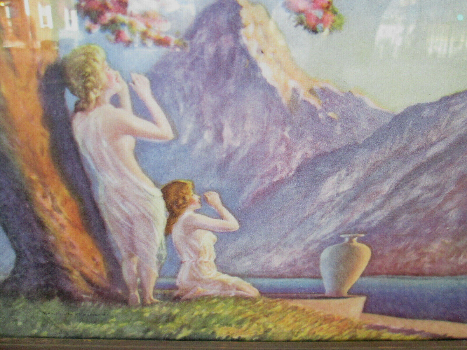 39728  Antique Reynard Print in Fancy Deco Picture Frame