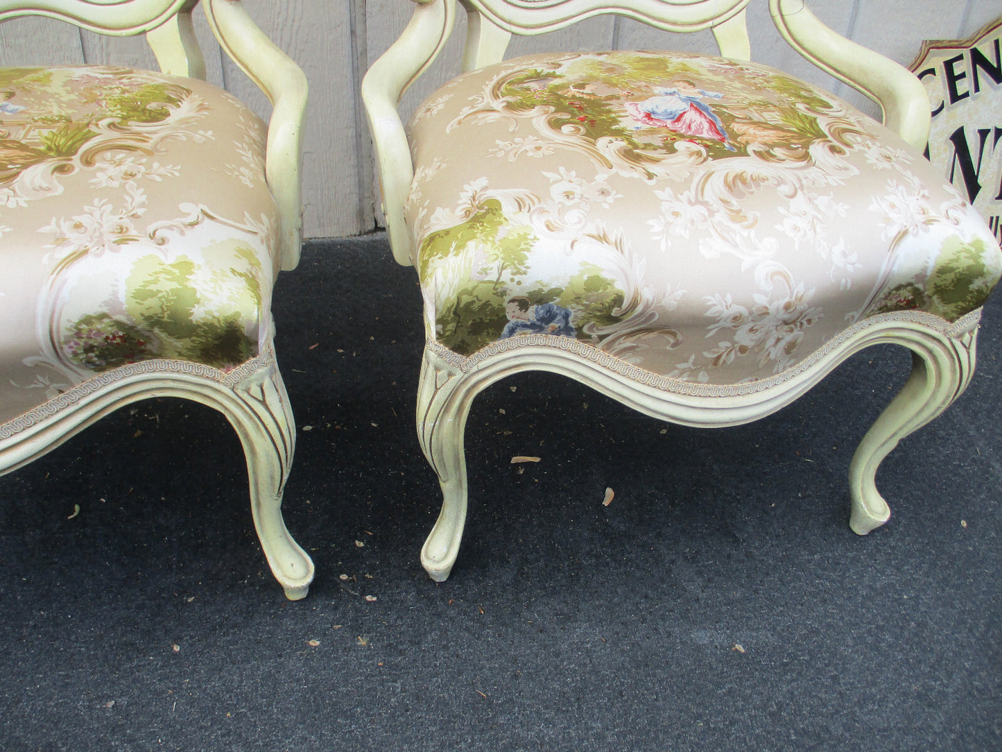 64365 Pair Hand Made French Country  Chair SILK Fabric STATESVILLE Chair