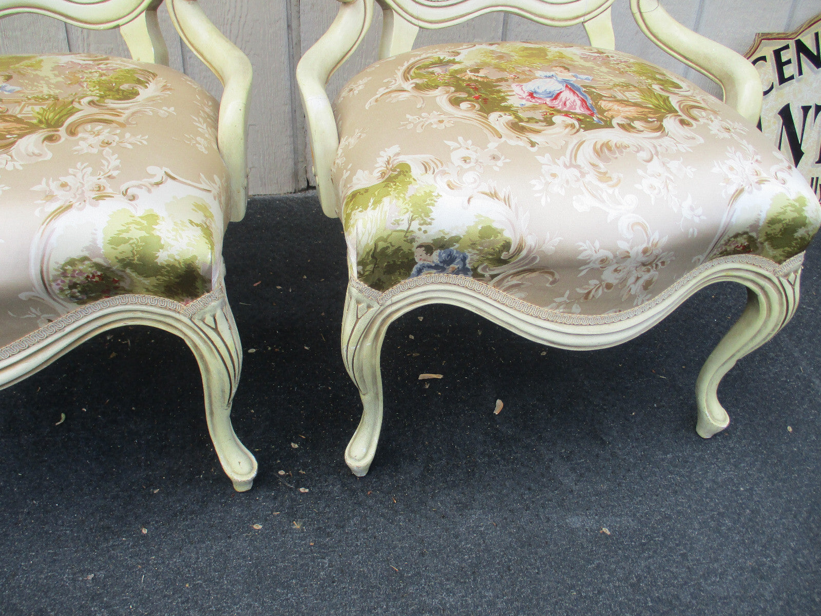 64365 Pair Hand Made French Country  Chair SILK Fabric STATESVILLE Chair
