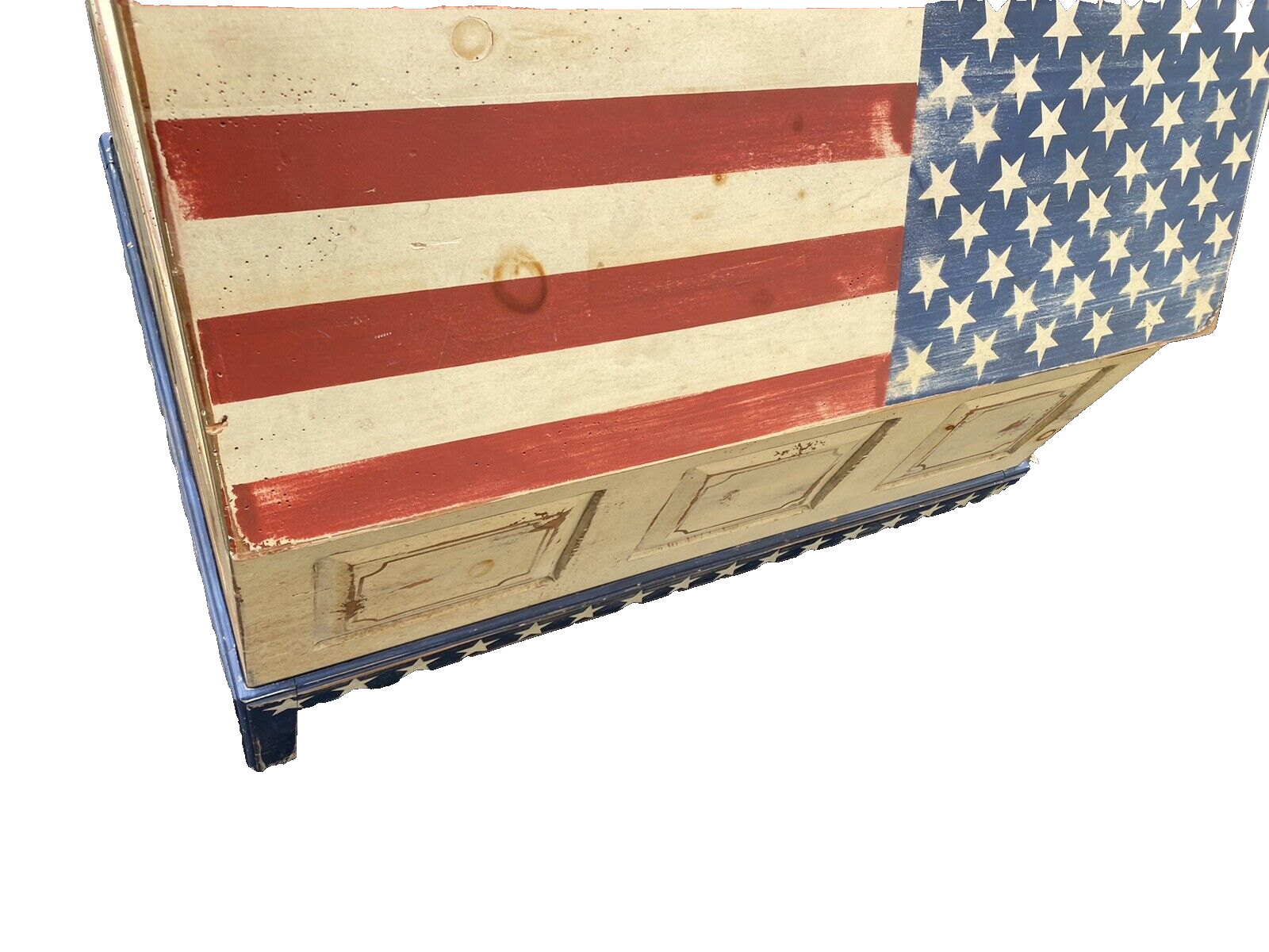 65174  Rustic  Primative Coffee Table with  STORAGE  Americana Flag Design