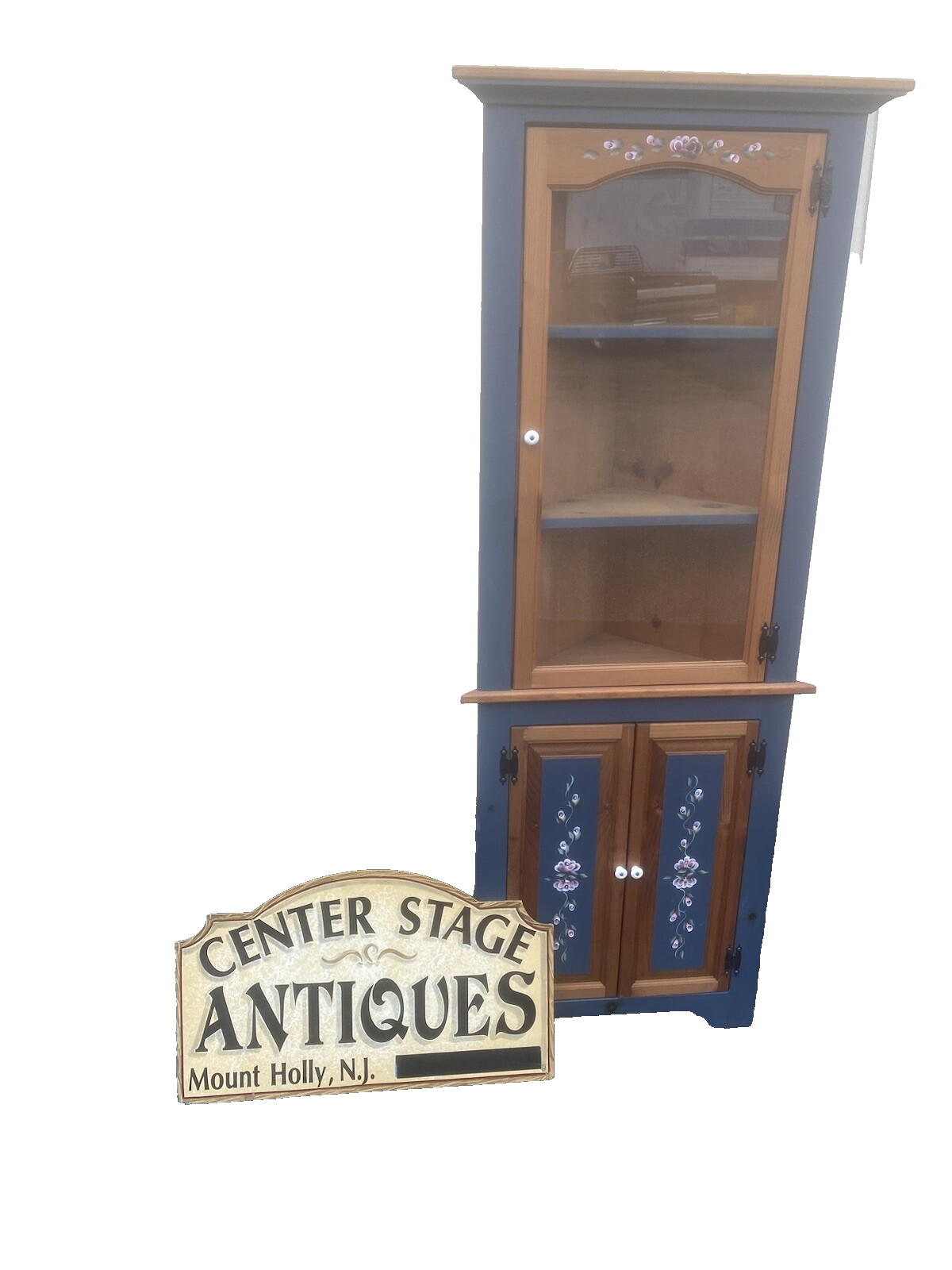 64580 Pine Rustic Primitive Country Corner Cabinet