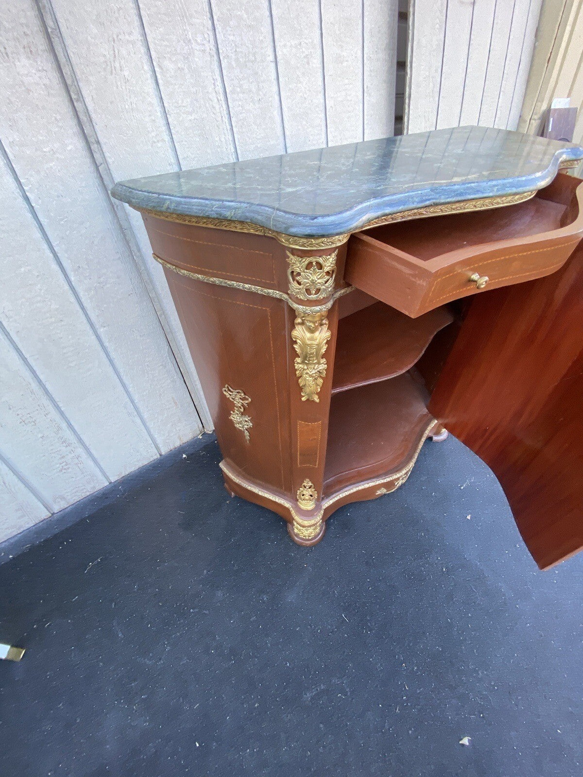 65106 Marble Top Figural Console Table Stand Sideboard Server