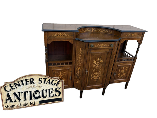 67017 Inlaid Victorian Buffet Sideboard Server Cabinet