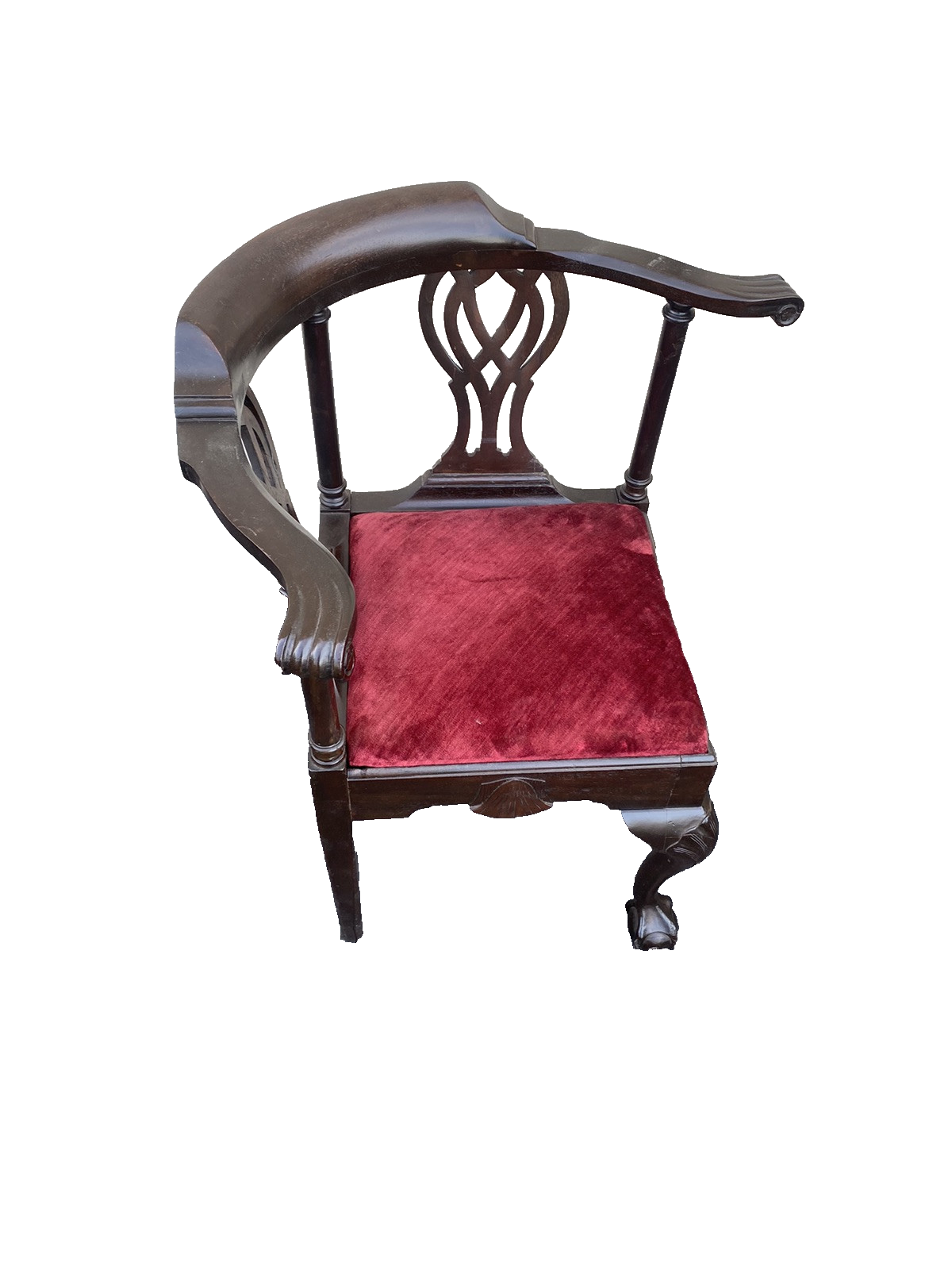 65848   Solid Mahogany Chippendale Corner Chair