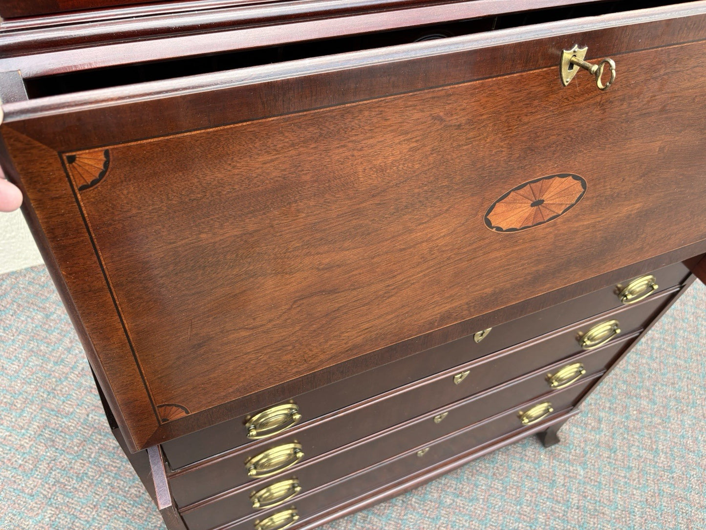 67138 JASPER Furniture Inlaid Secretary Desk w/ Bookcase Top