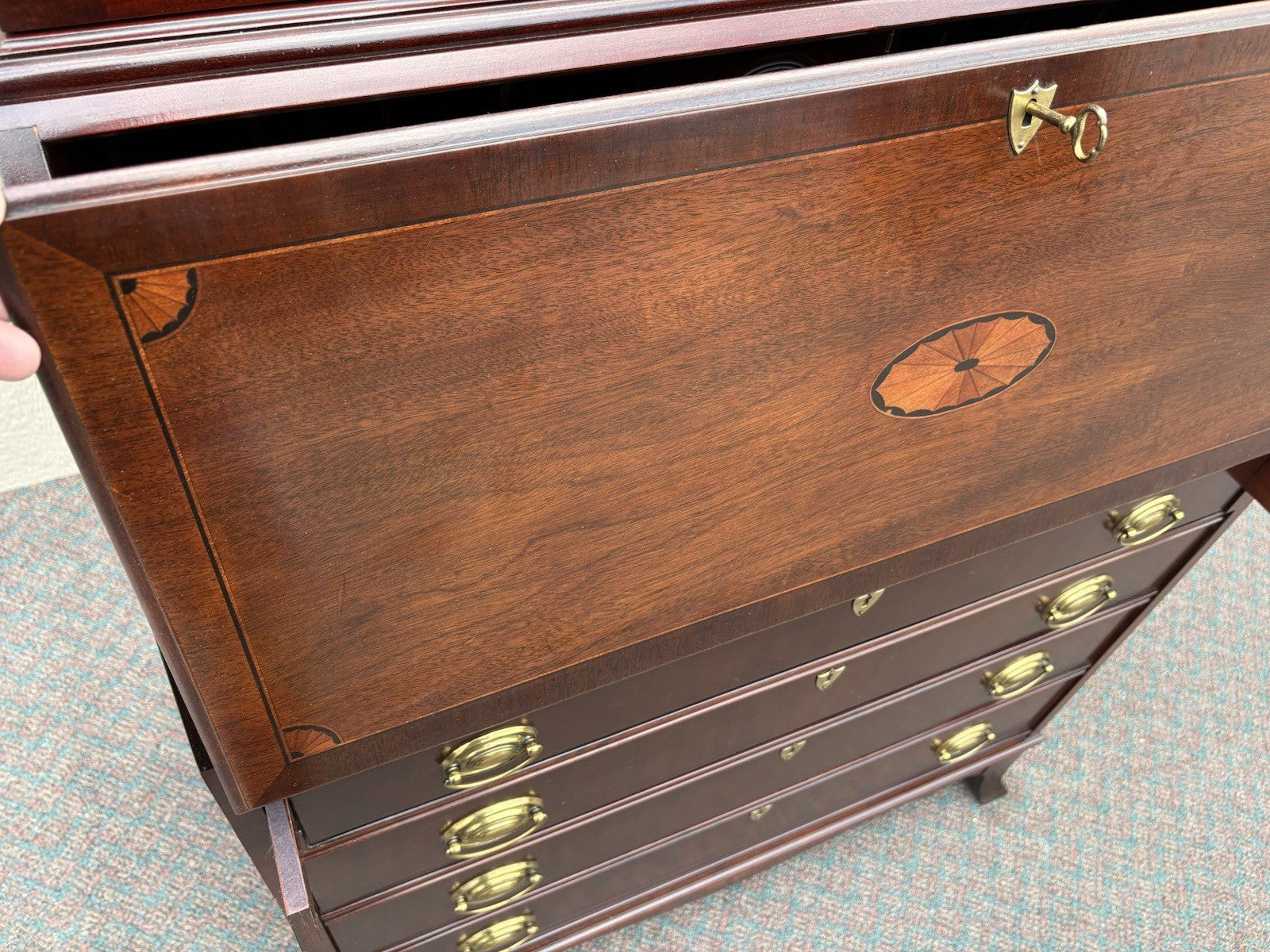 67138 JASPER Furniture Inlaid Secretary Desk w/ Bookcase Top