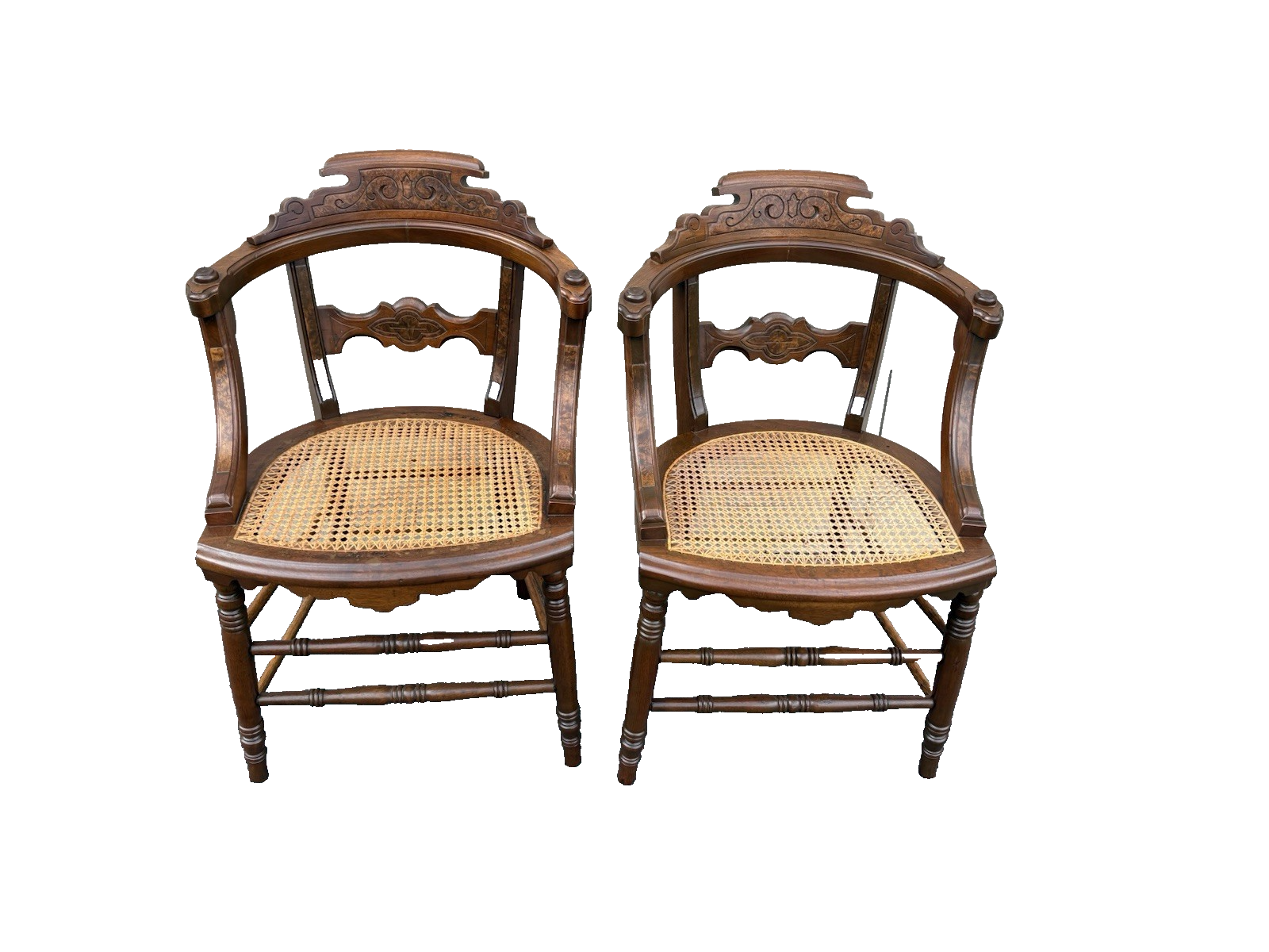 67164 Pair Antique Victorian Walnut Dining Chairs Chair s