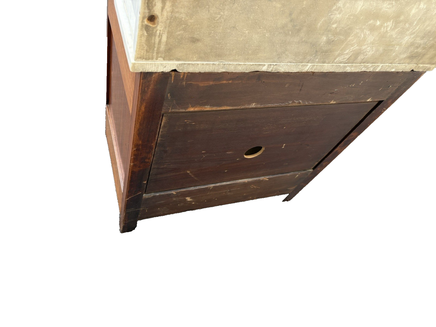 66855  Antique Victorian Walnut  Marble Top Washstand Chest Dresser