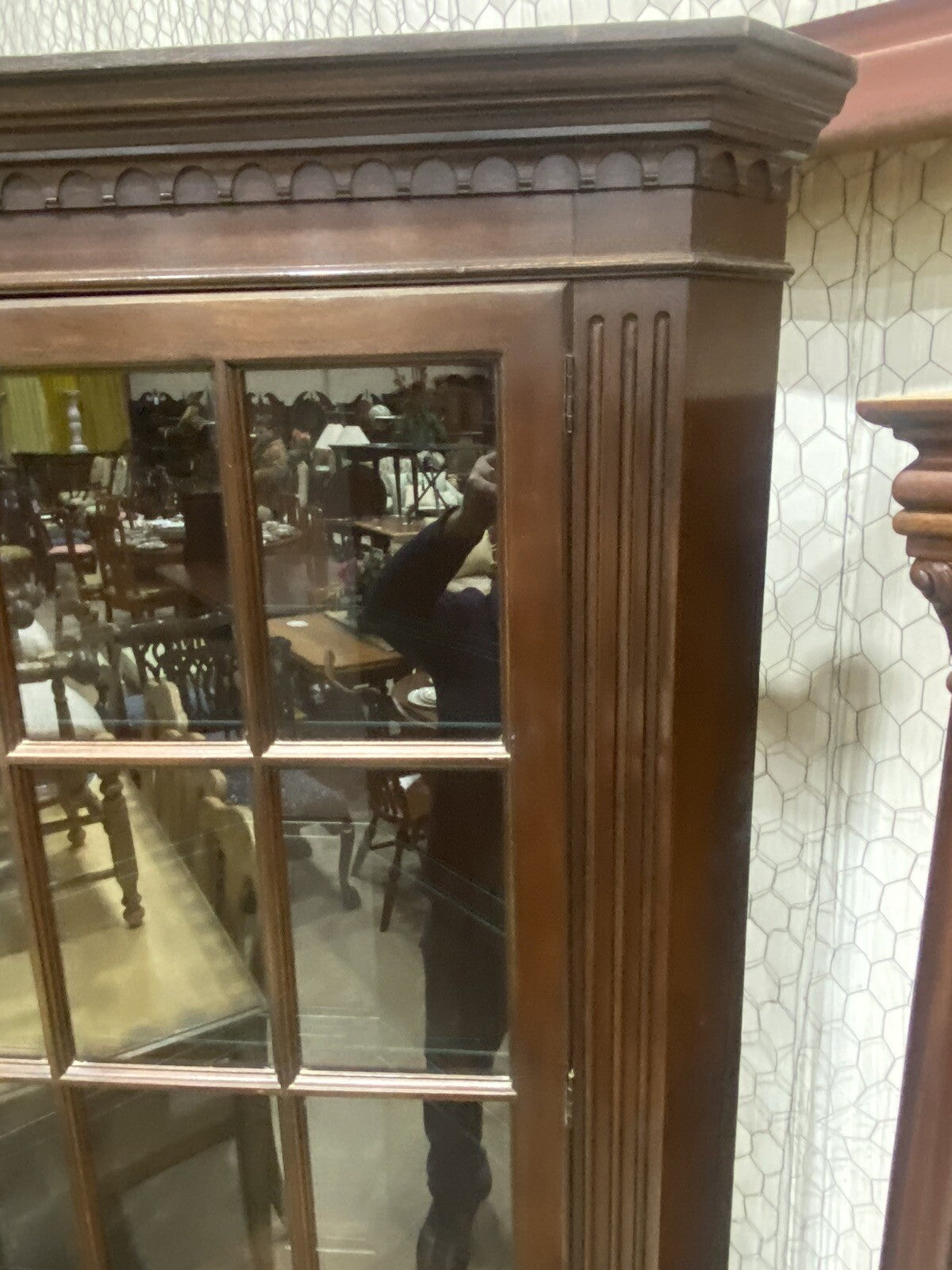 65051 Custom Hand Made Mahogany Corner China Cabinet Curio