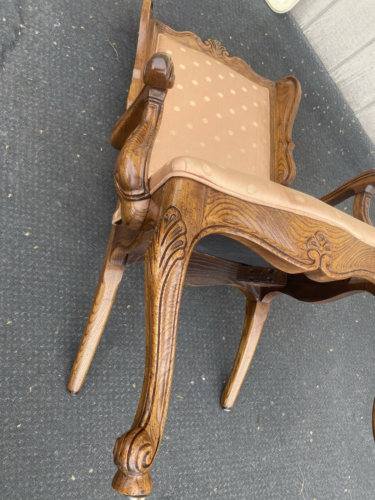 66413 Pair Oak Louis XV  Bergere Armchair Chair s