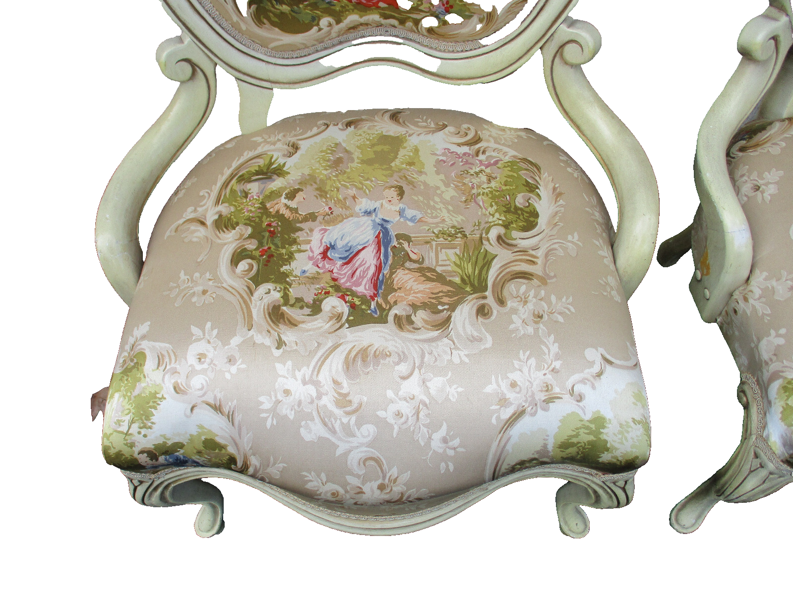 64365 Pair Hand Made French Country  Chair SILK Fabric STATESVILLE Chair