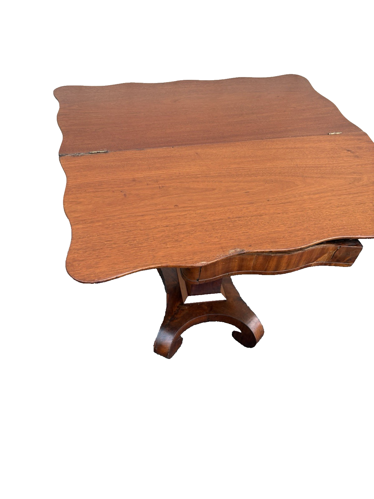 00001 Antique Empire Mahogany Flip Top Game Table Dining Table