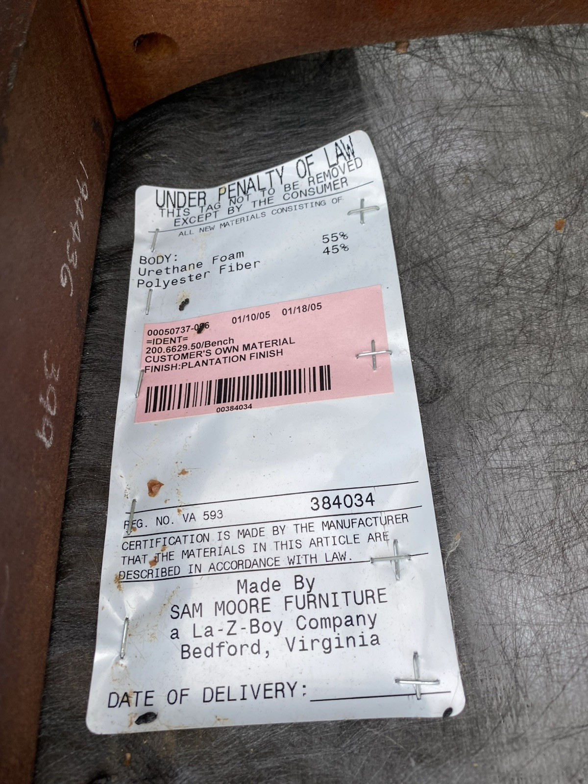 66460 Mahogany SAM MOORE Vanity Bench Ottoman Stool Window Bench