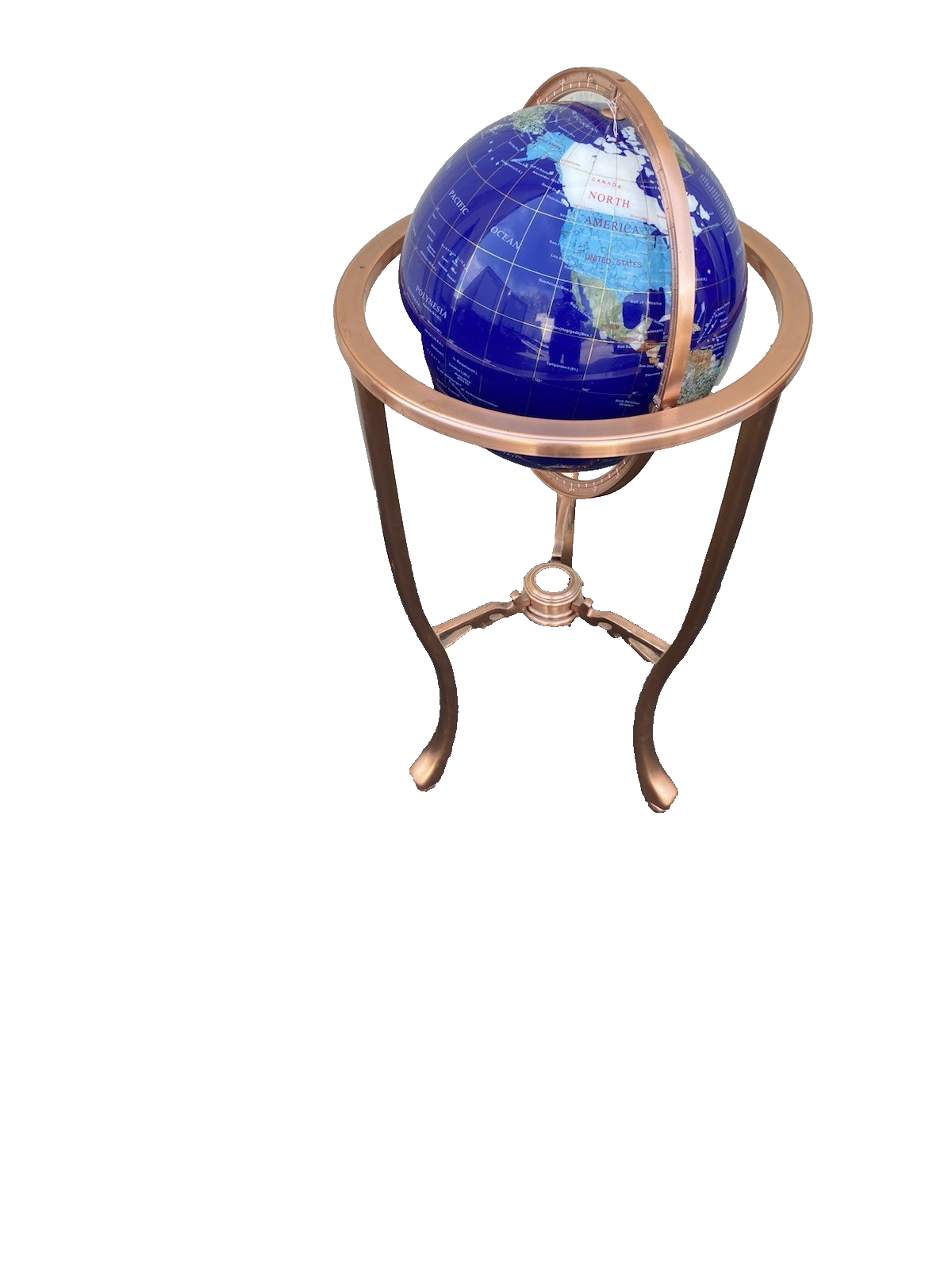 66617 World Revolving Globe on Copper Stand