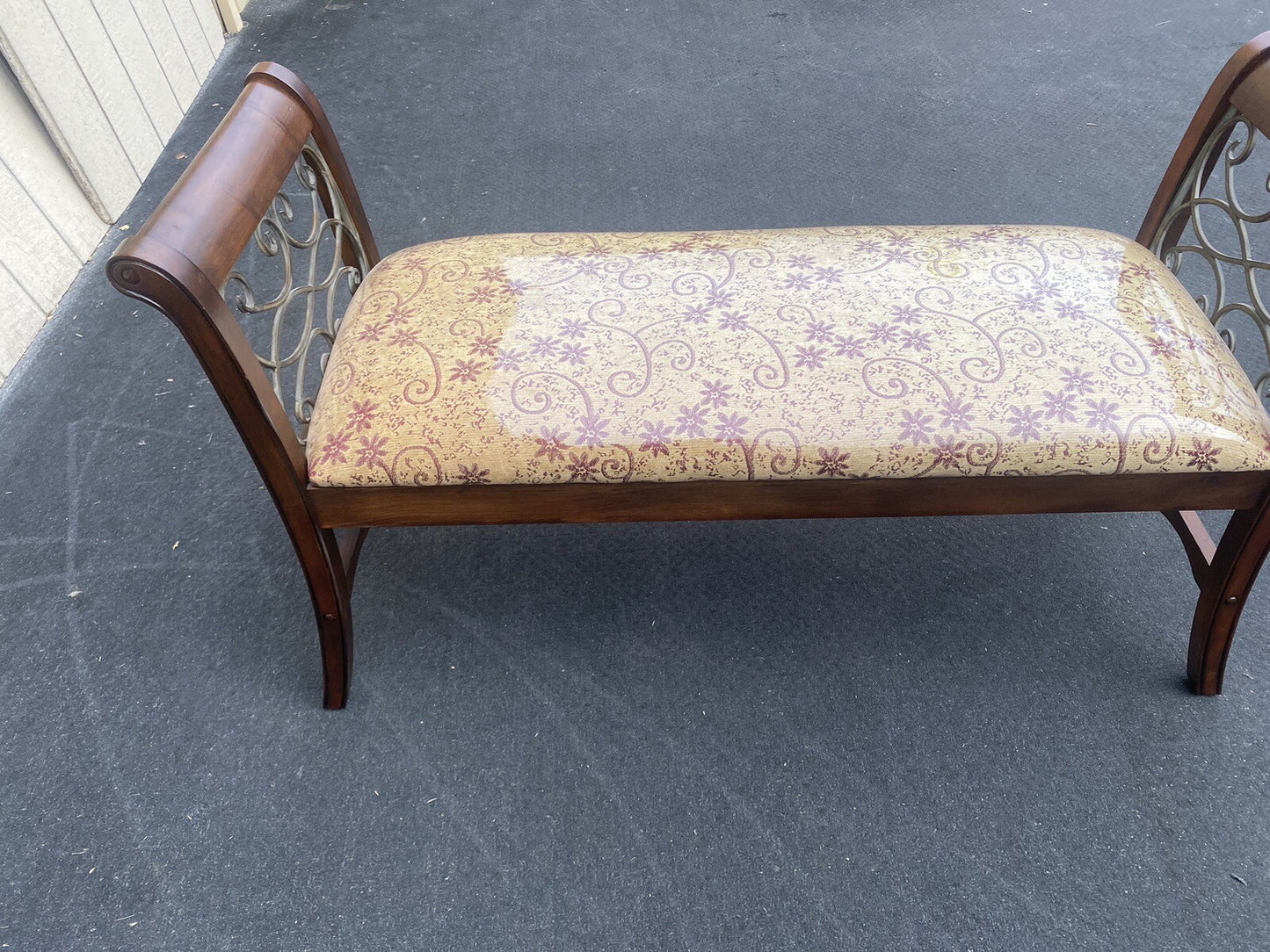 64841    Decorator Window Bench Stool with scrolled iron Sides