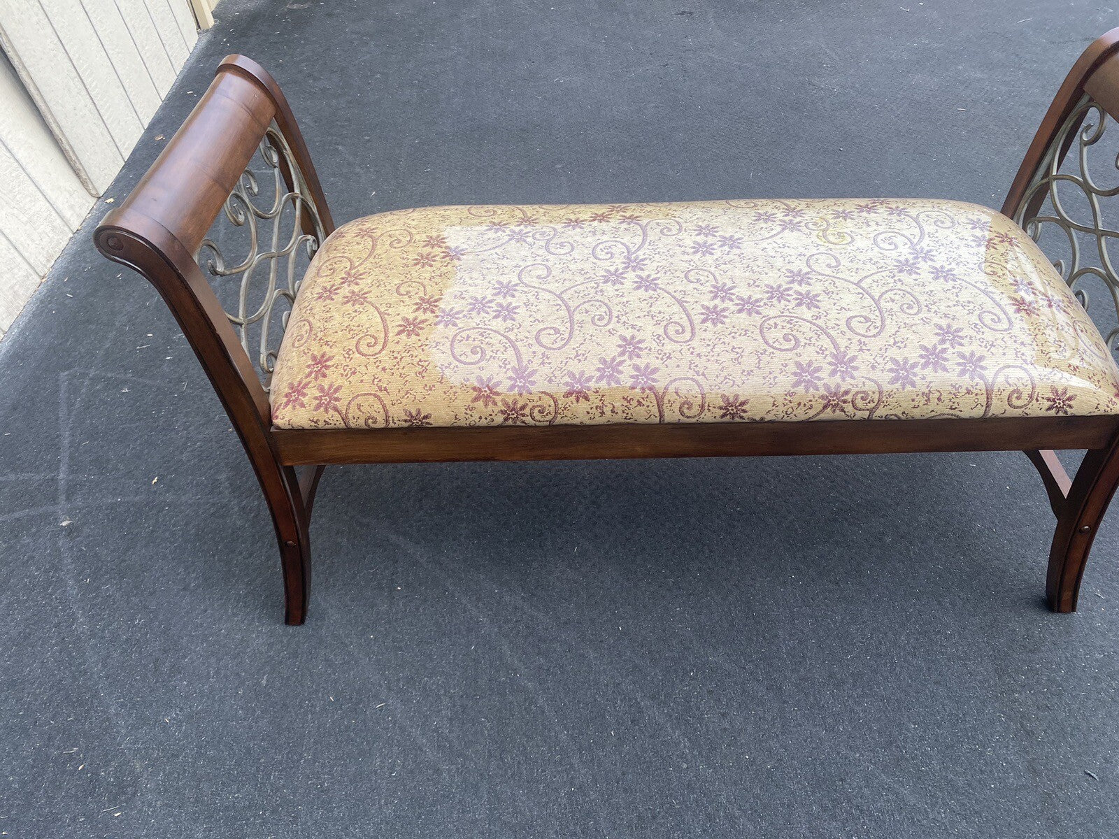 64841    Decorator Window Bench Stool with scrolled iron Sides