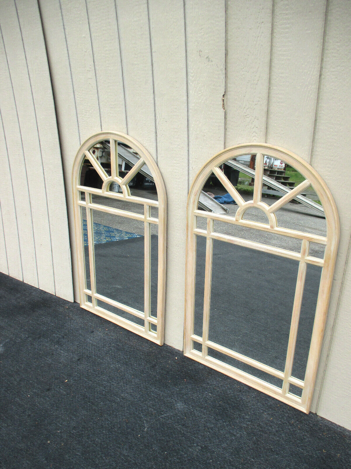 63222 Pair Decorator Modern  White Wash Finish  Mirrors