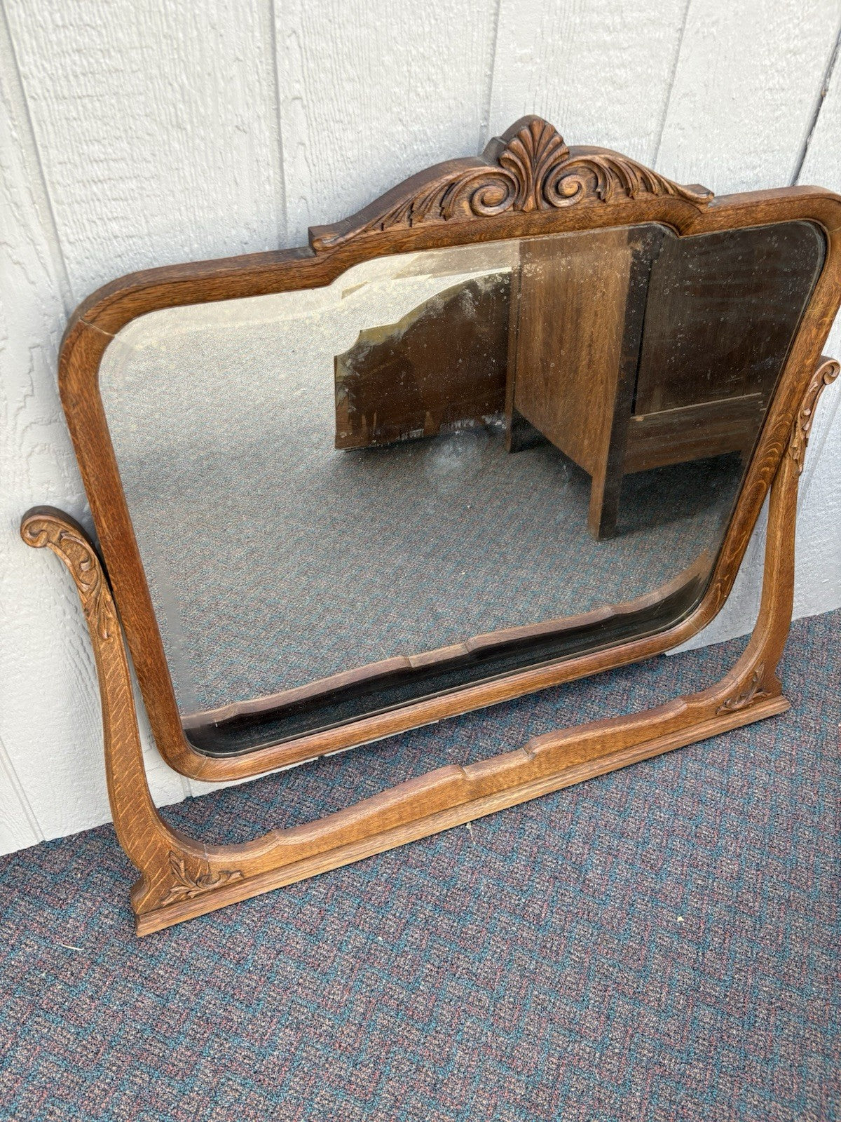 00001 Antique Victorian Oak Dresser Chest with Mirror