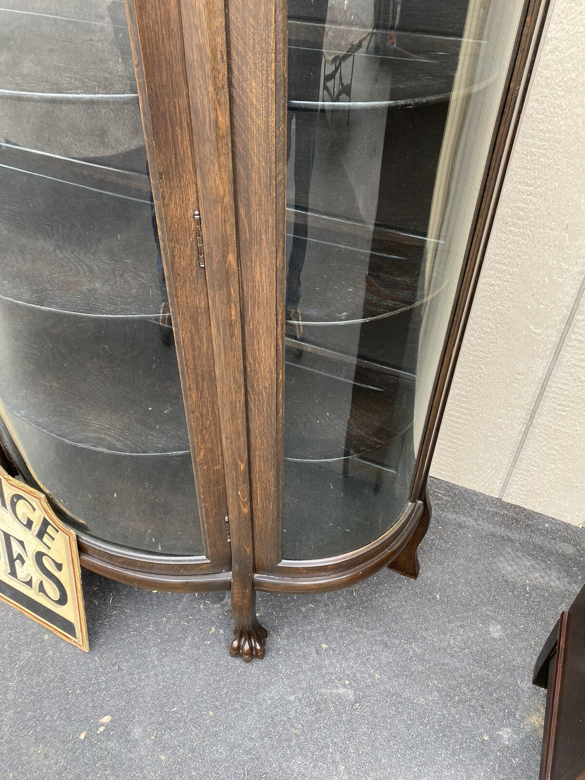 65261  Oak Victorian  Bow Glass China Cabinet Curio