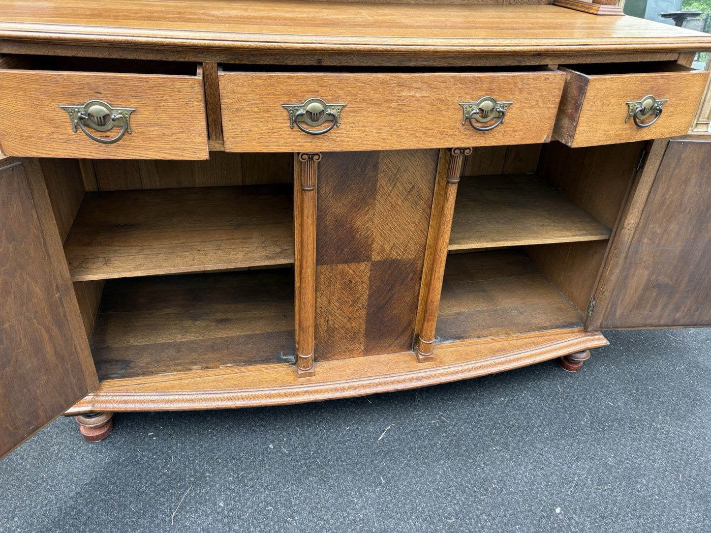 66739  Antique Victorian Oak Buffet Sideboard with Mirror