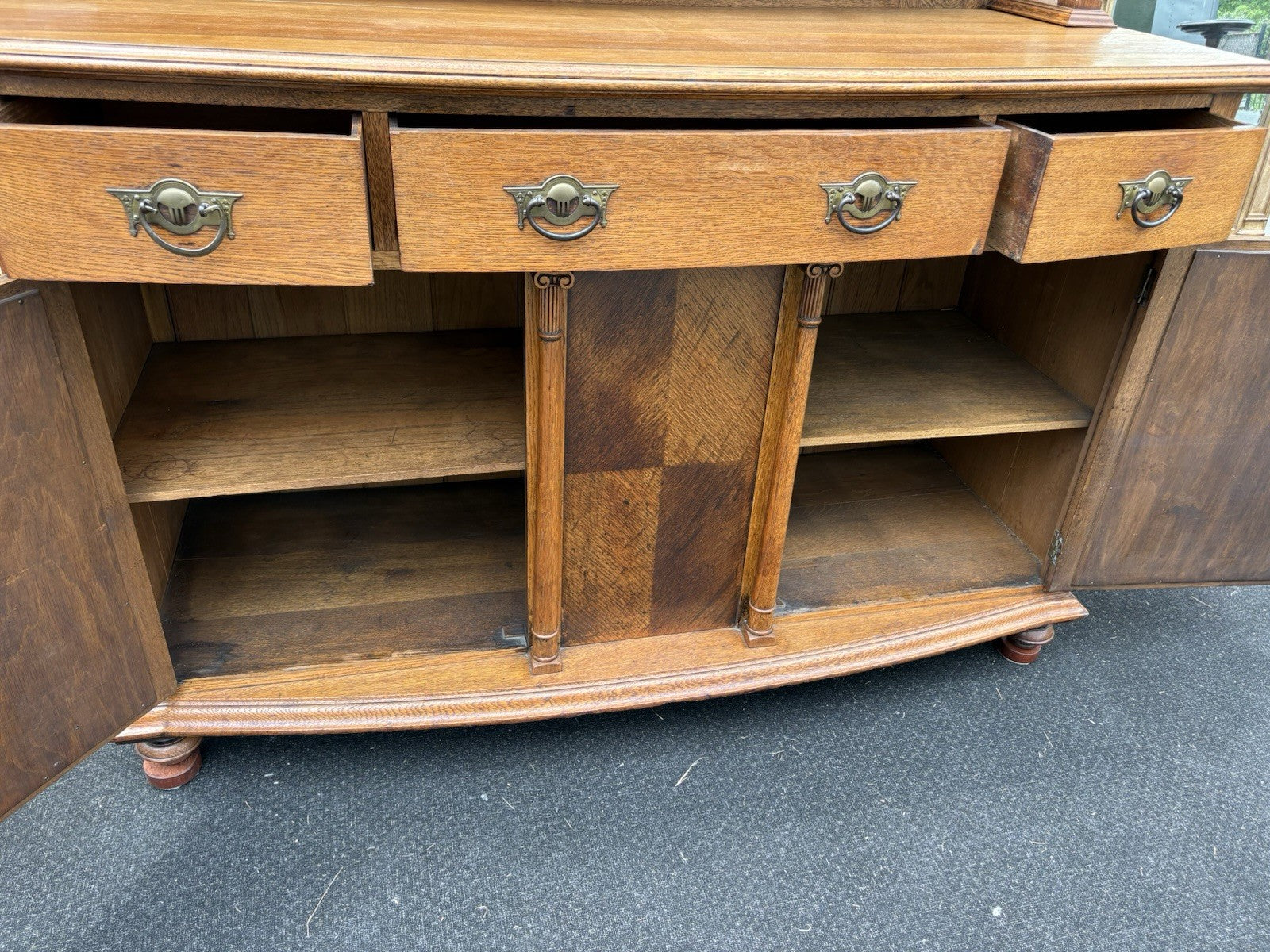 66739  Antique Victorian Oak Buffet Sideboard with Mirror
