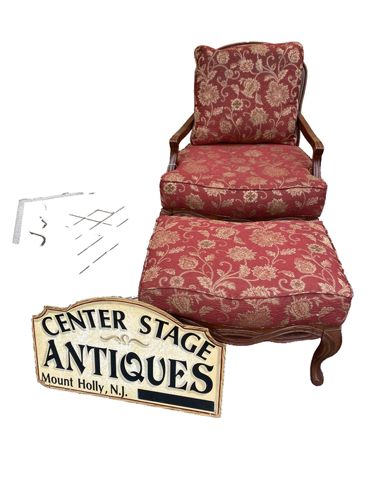 65401   Mealeys Furniture French Country Bergere Armchair w/ Stool